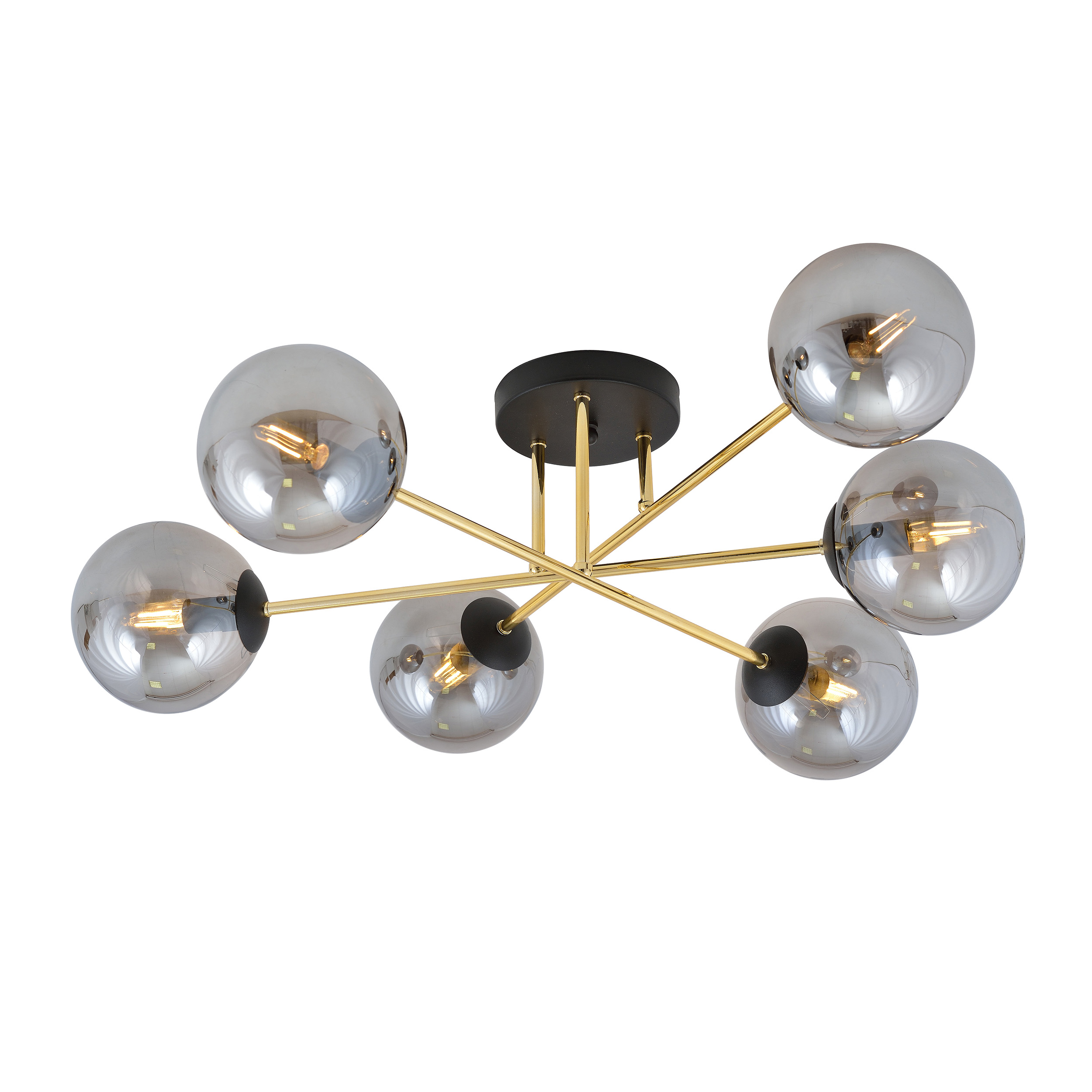 Emibig Magnum lampada da soffitto 6x W nero-oro 1269/6