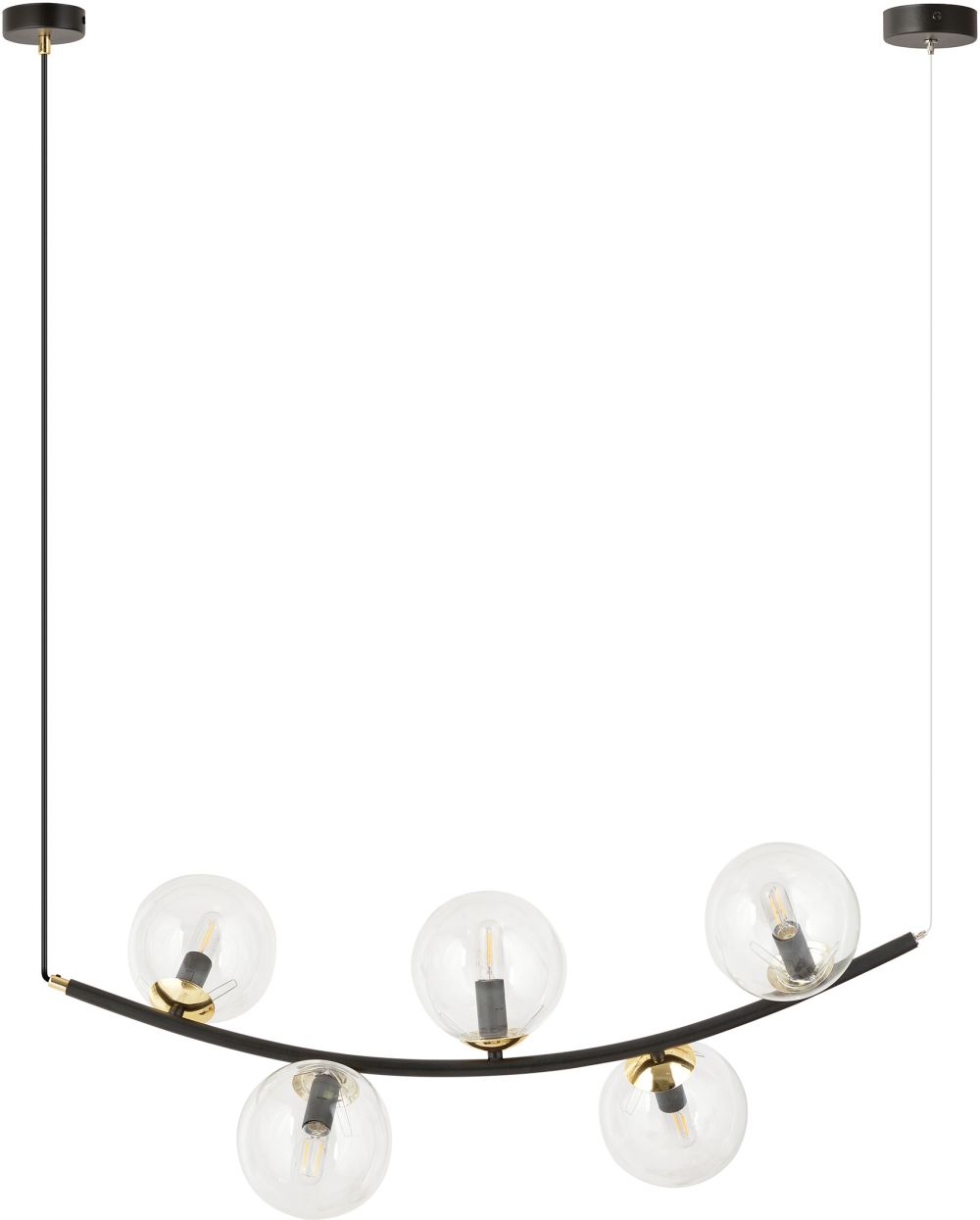 Emibig Ritz lampada sospesa 5x10 W nero-trasparente 1296/5