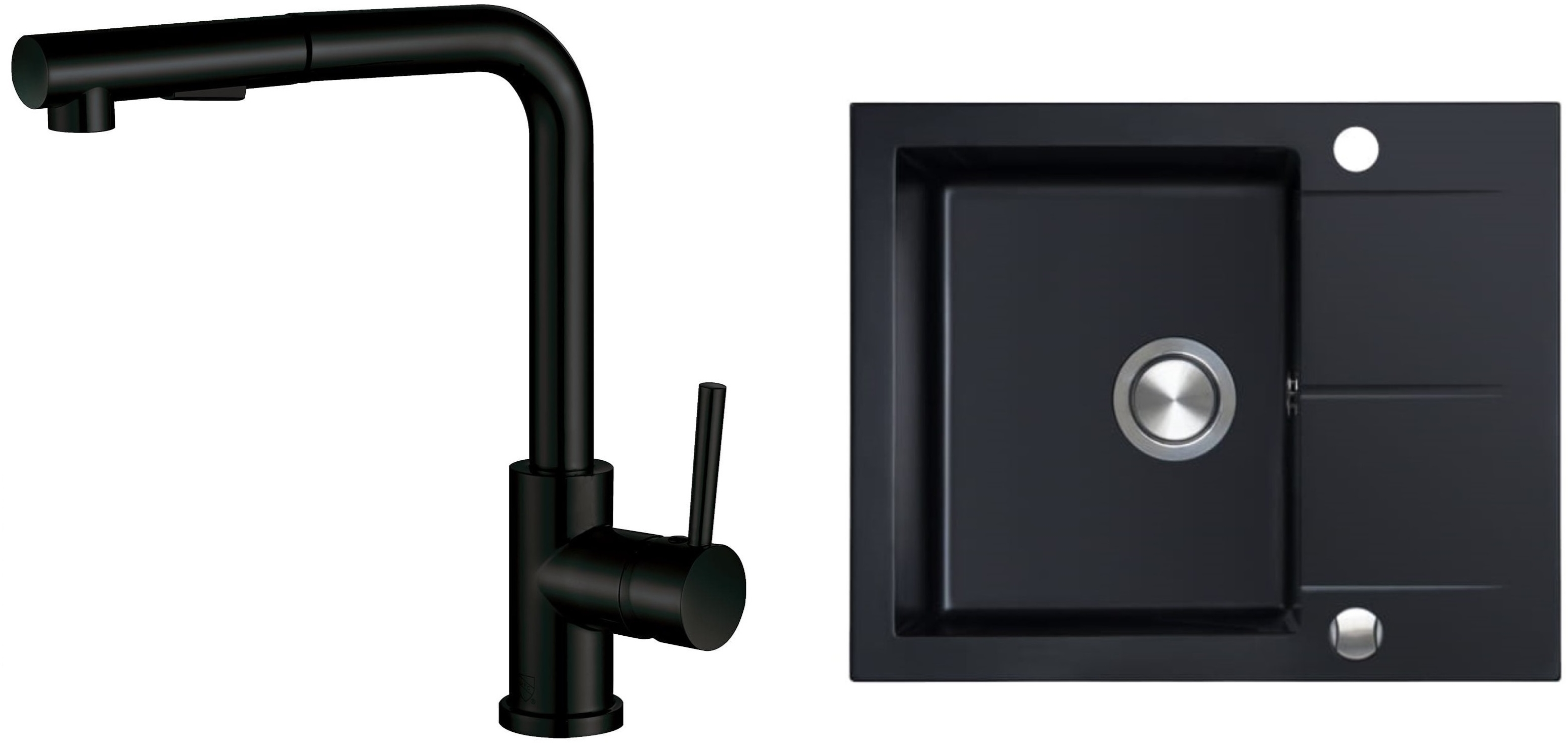 Set lavello in granito Berg Hobart BRQ1911A, rubinetto da cucina Berg Porta WW 130231PH