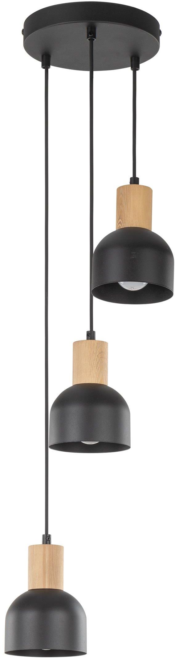 TK Lighting Cairo lampada sospesa 3x15 W nero-legno 4895
