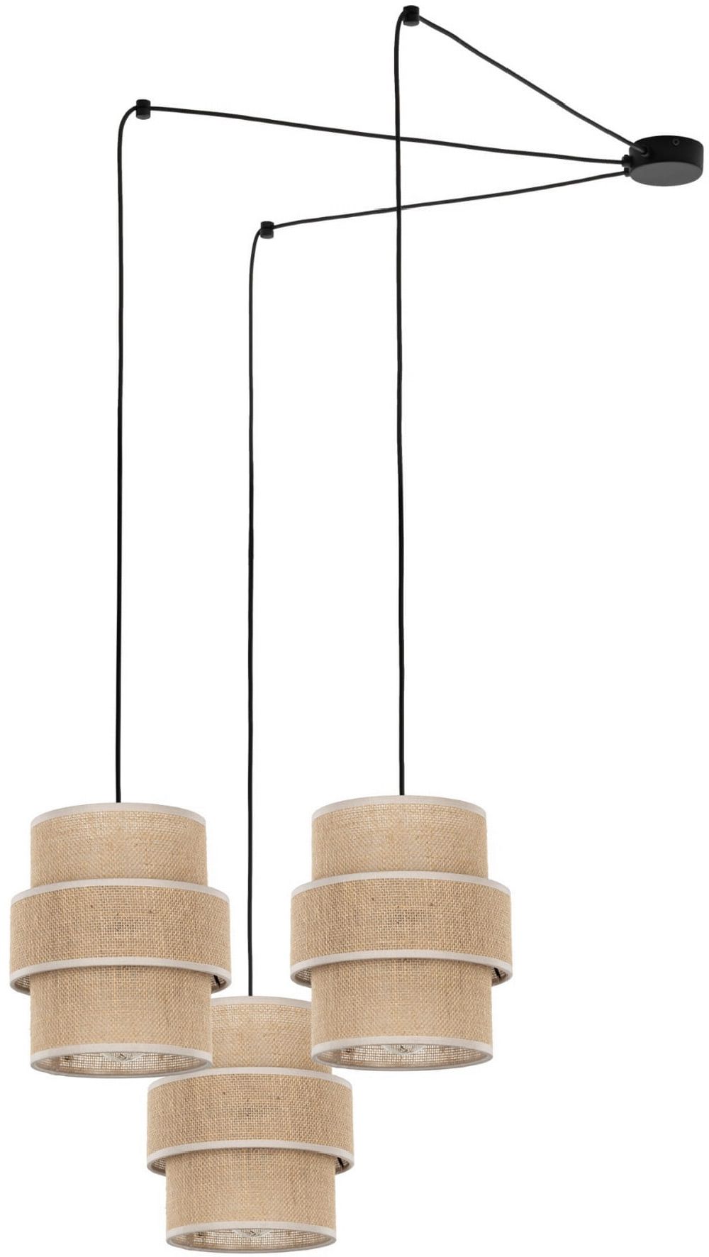 TK Lighting Calisto lampada sospesa 3x15 W nero-beige 5403
