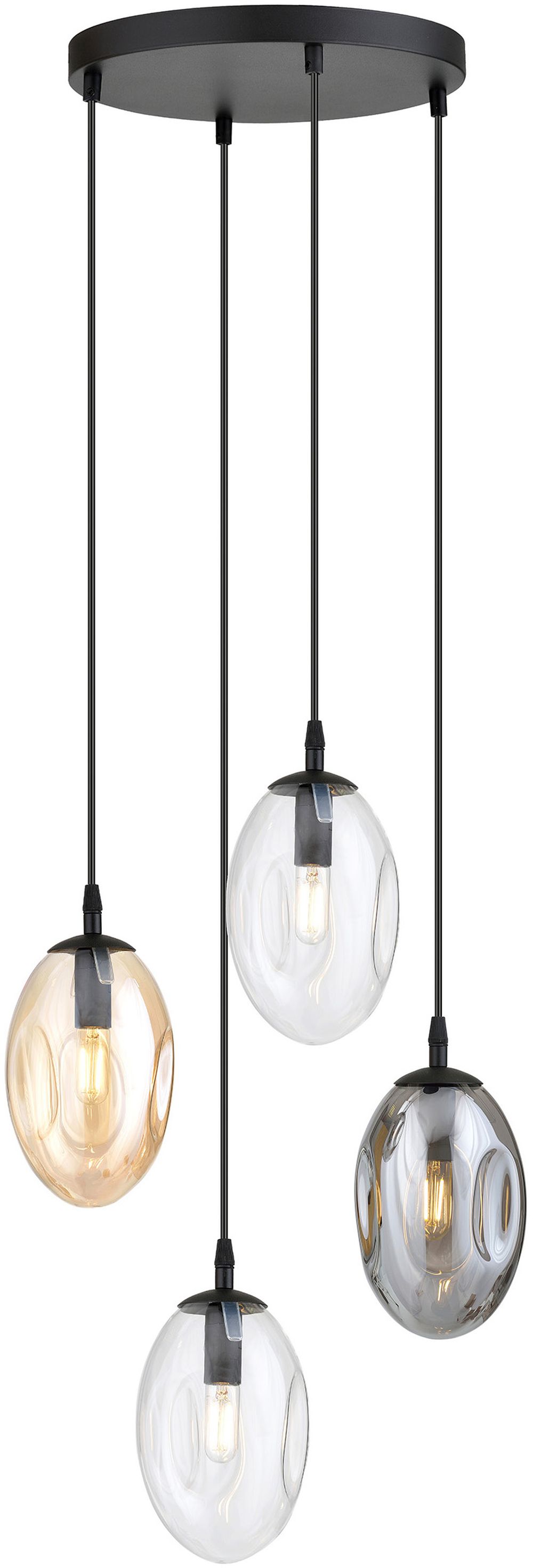 Emibig Astral lampada sospesa 4x10 W nero-trasparente-fumé 1268/4PREM