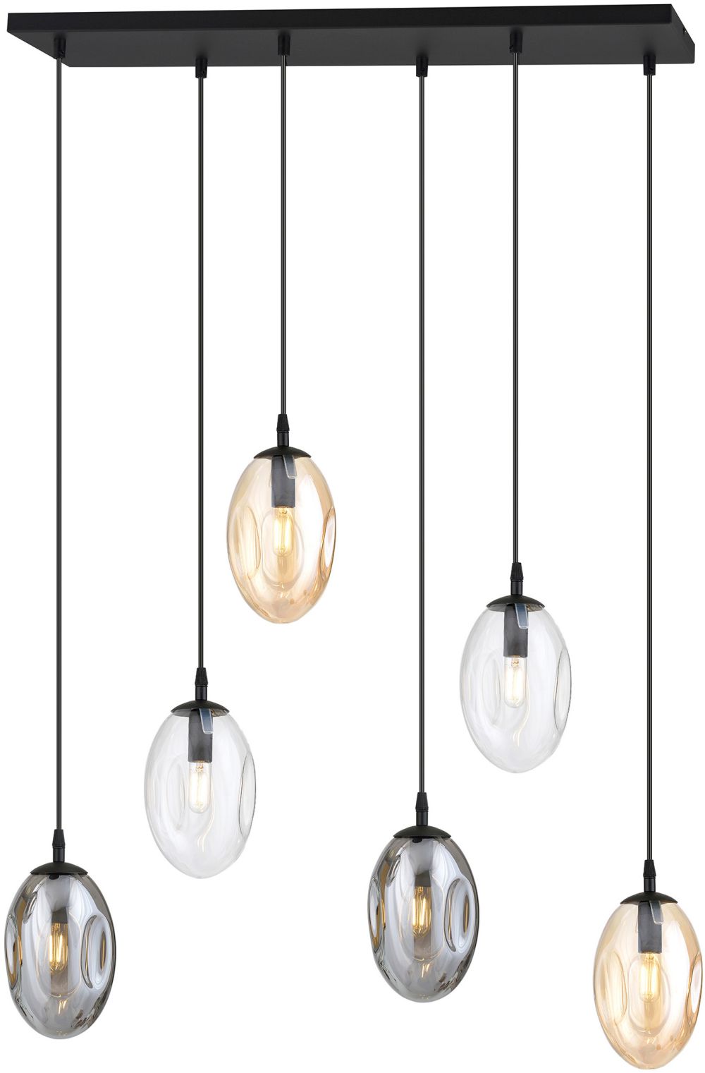 Emibig Astral lampada sospesa 6x10 W nero-trasparente-fumé 1268/6M1