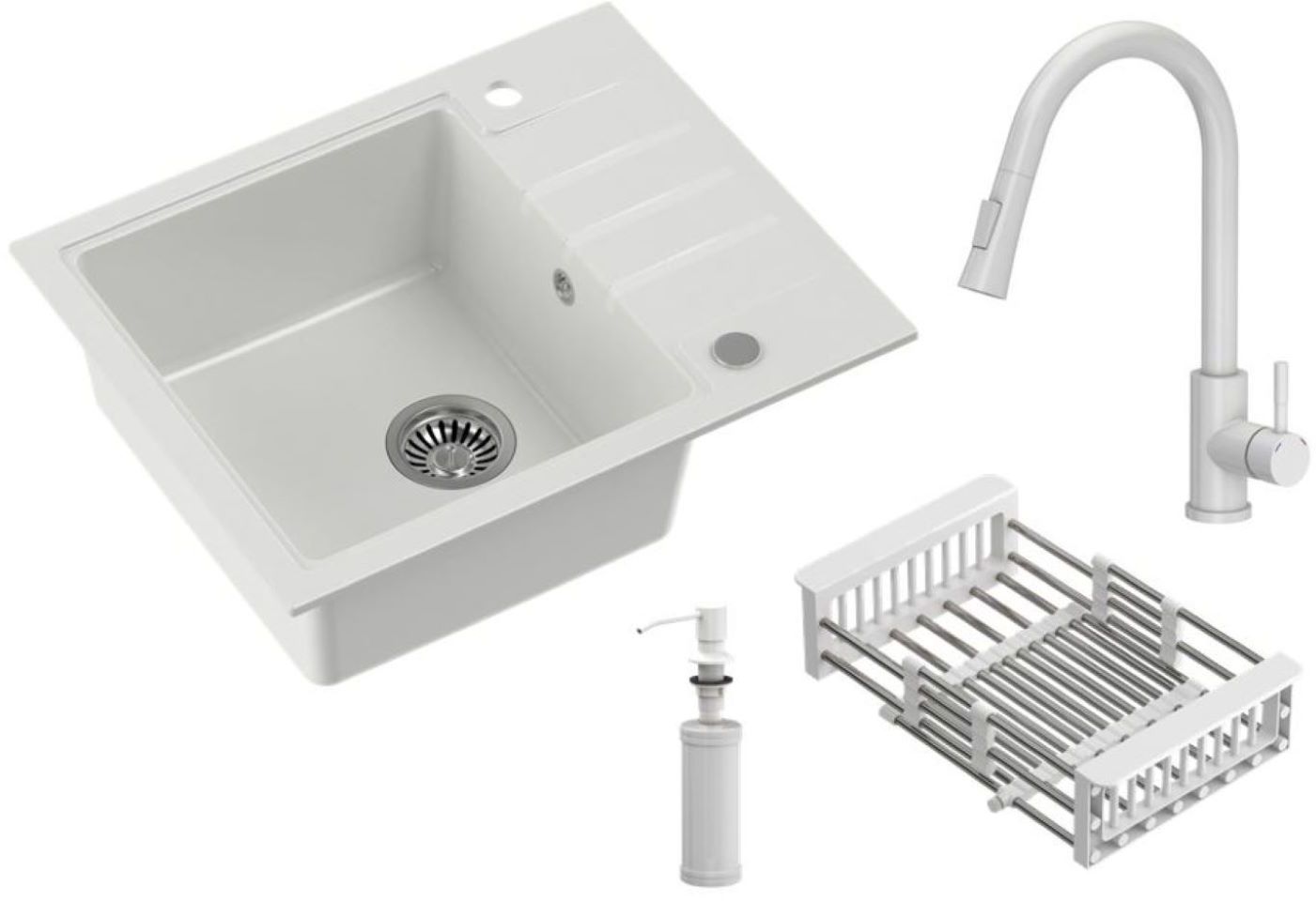 Quadron Comfort 116 lavello con rubinetto e accessori bianco/bianco HCQP6250BIK_3673500WHM