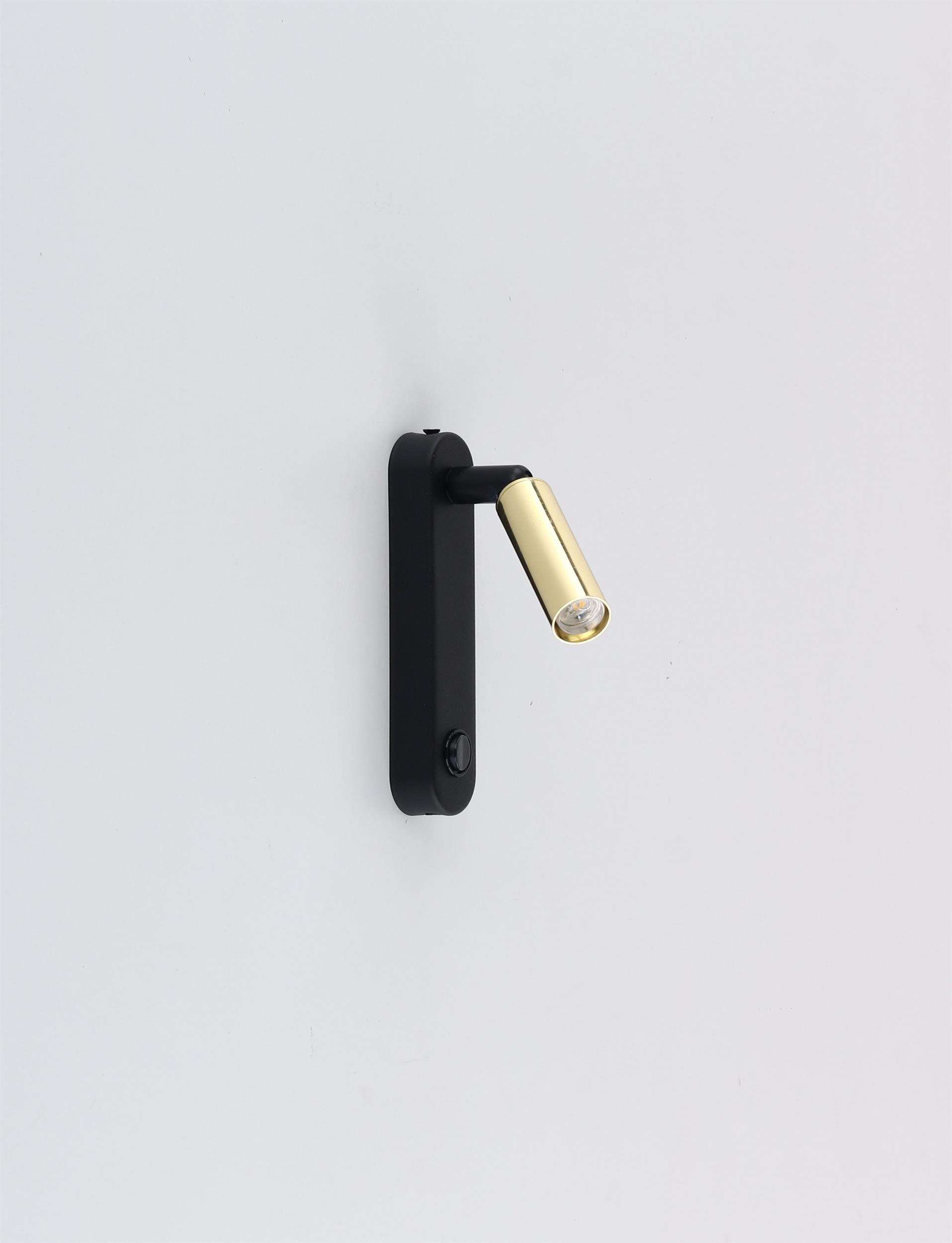 TK Lighting Enza lampada da parete 1x6 W nero-oro 6623