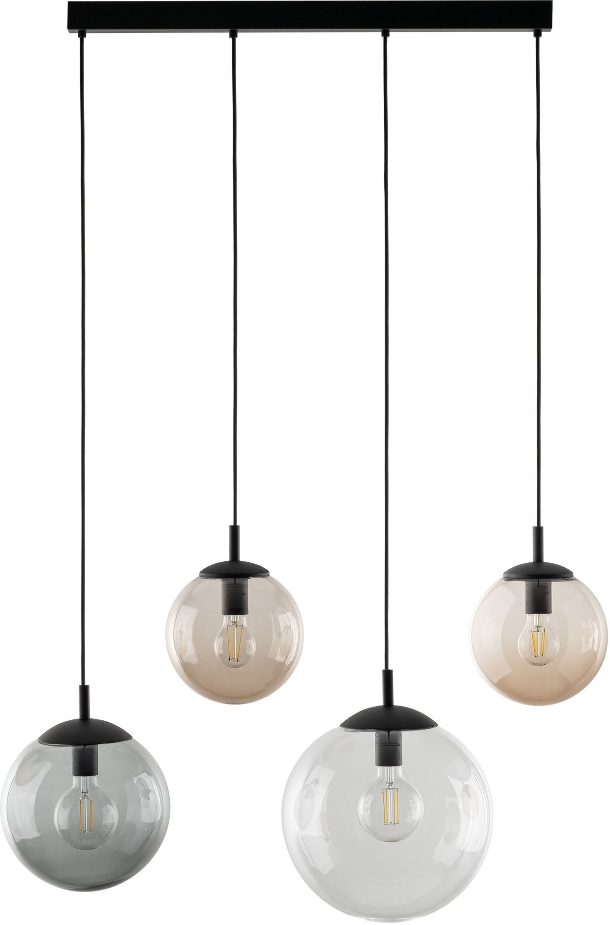 TK Lighting Esme lampada sospesa 4x15 W nero-trasparente-opale-grafite 4795