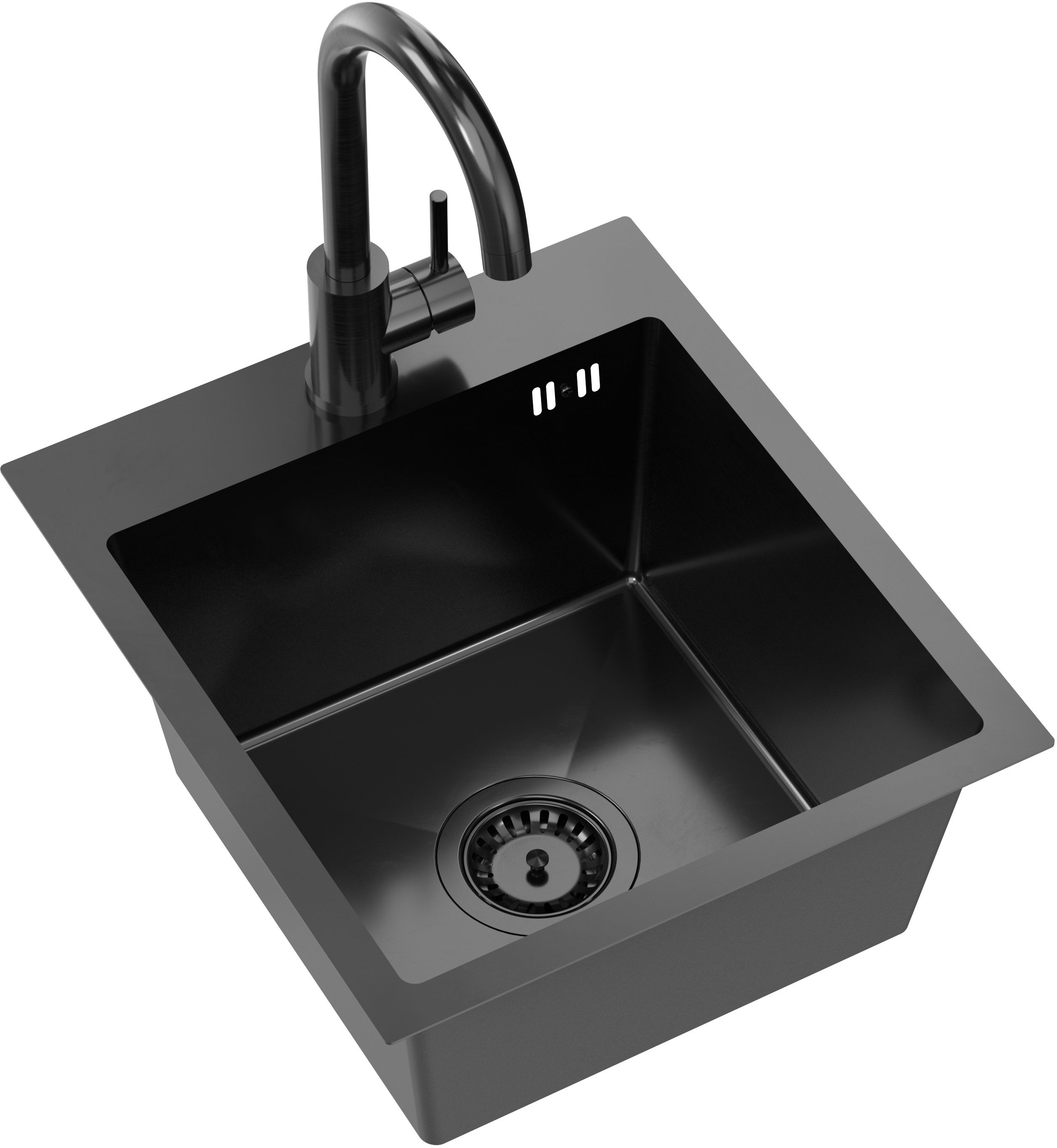 Quadron Luke lavello con rubinetto nero/nero ZH4045PVDBLM_3623500_PVDBLM