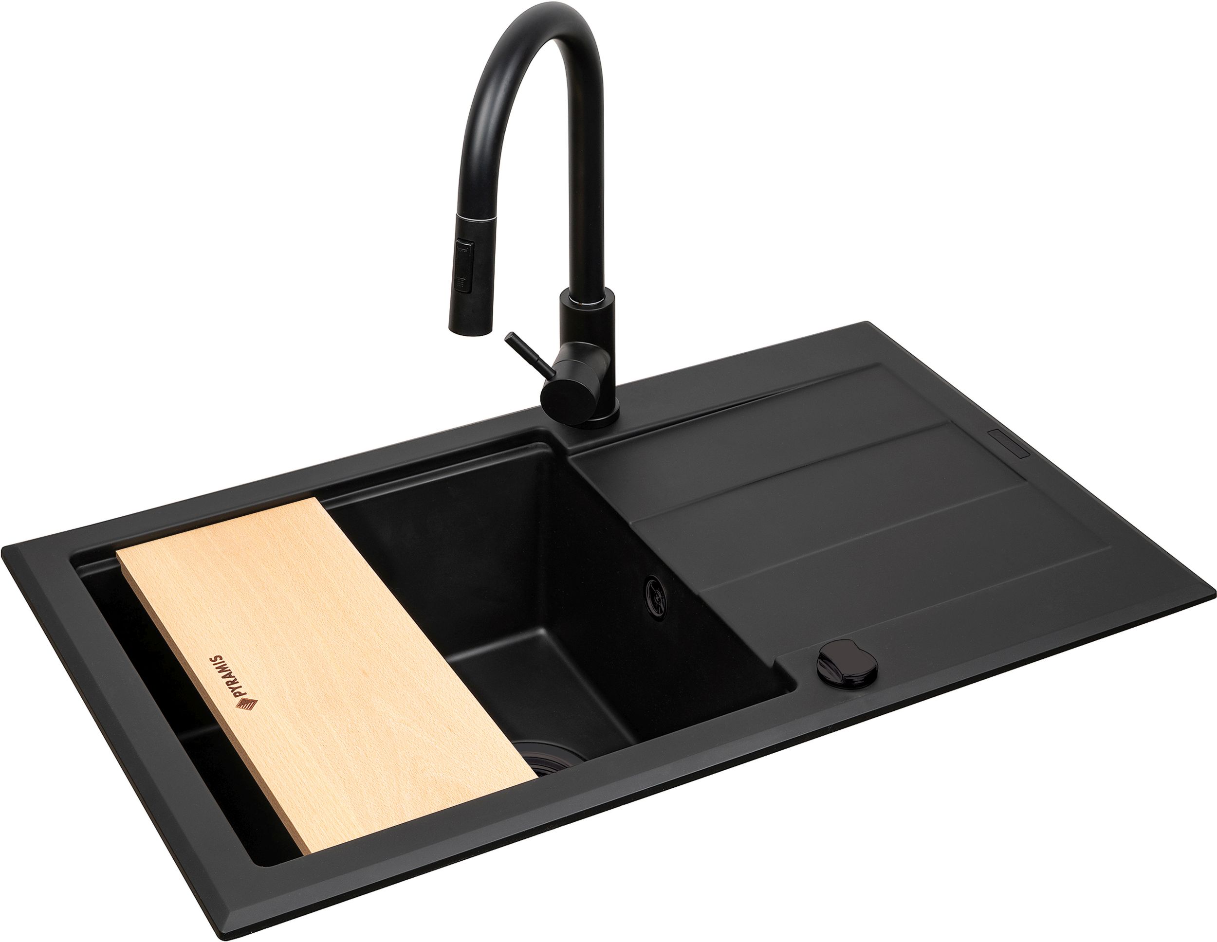 Pyramis Sparta Plus lavello con rubinetto nero/nero 070175802BE