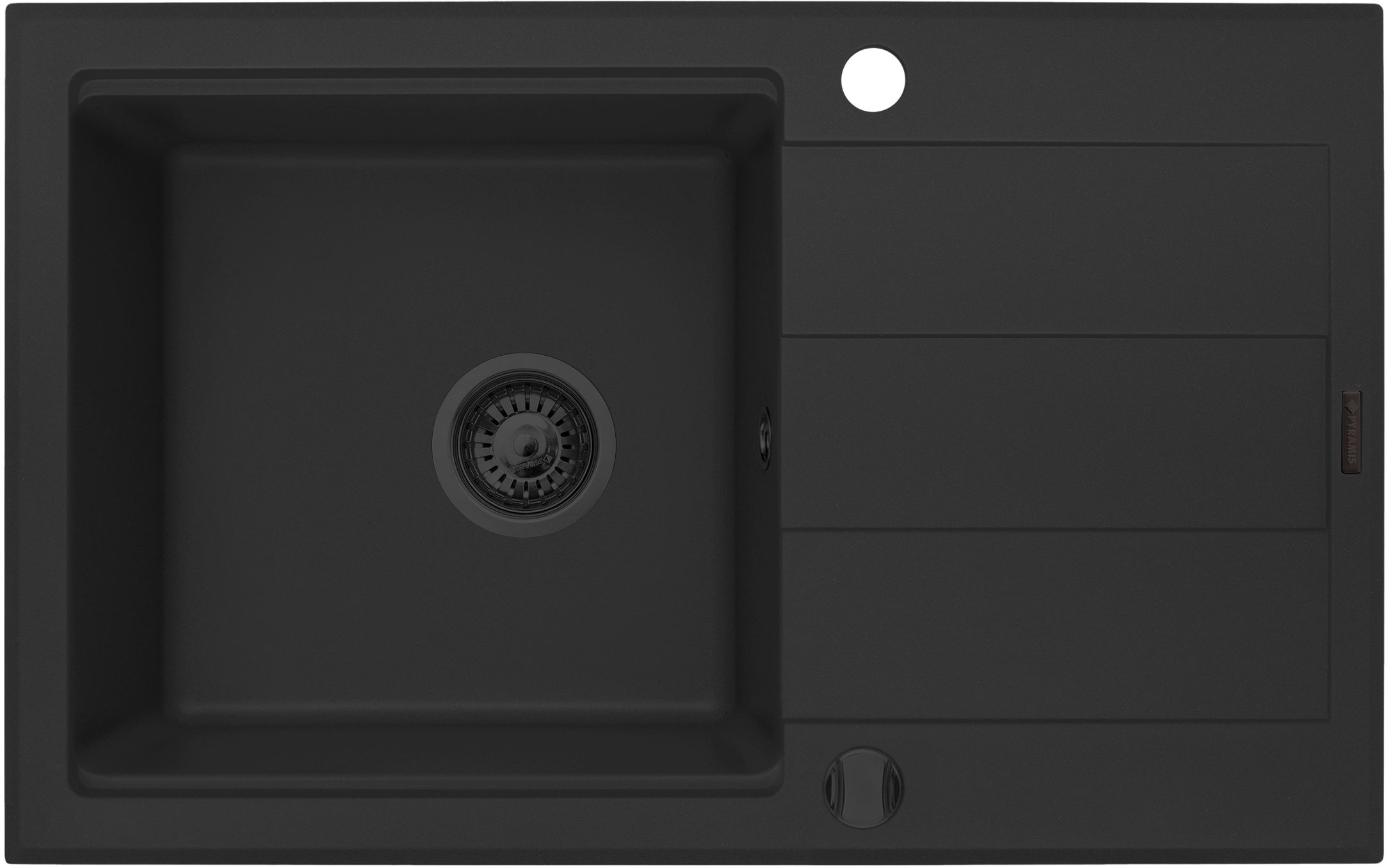 Pyramis Sparta Plus lavello in granito 78x48 cm nero 070175802