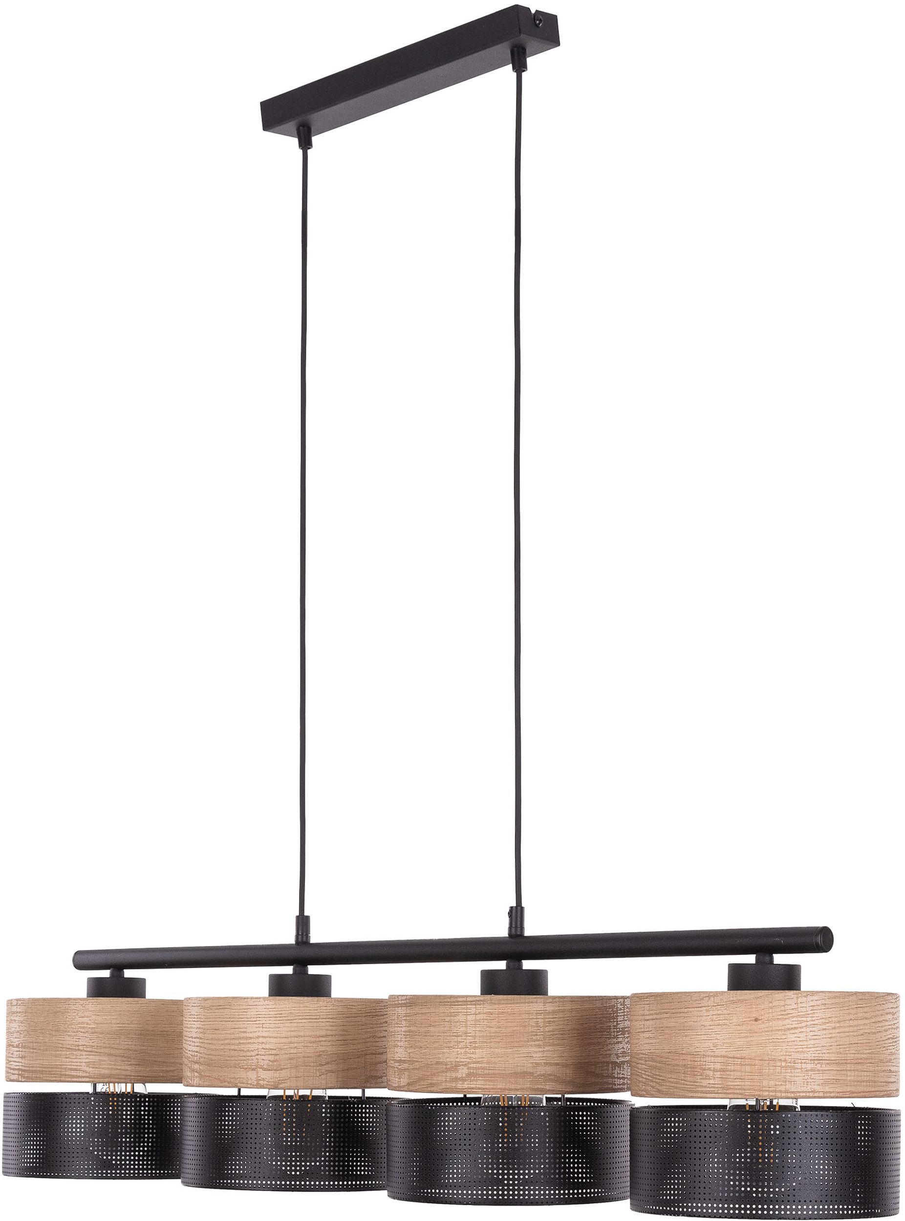 TK Lighting Nicol lampada sospesa 4x15 W nero-legno 4802