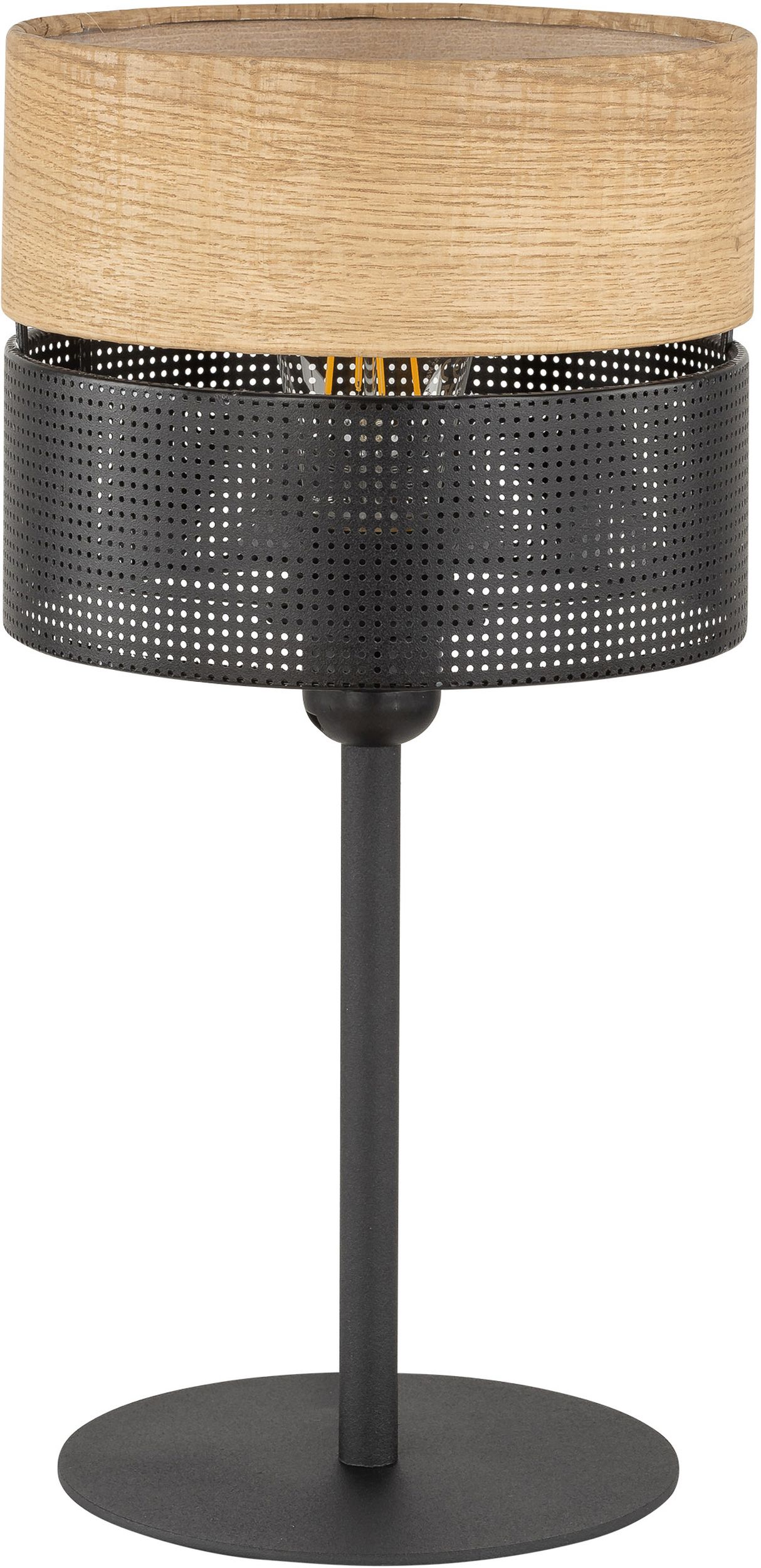 TK Lighting Nicol lampada da tavolo 1x15 W nero-legno 5124