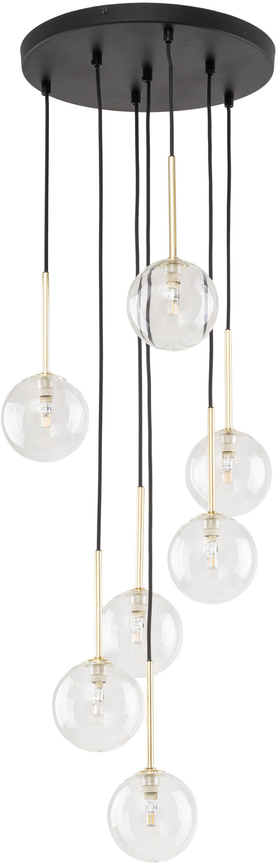 TK Lighting Nilos lampada sospesa x6 W nero-trasparente-oro 5362