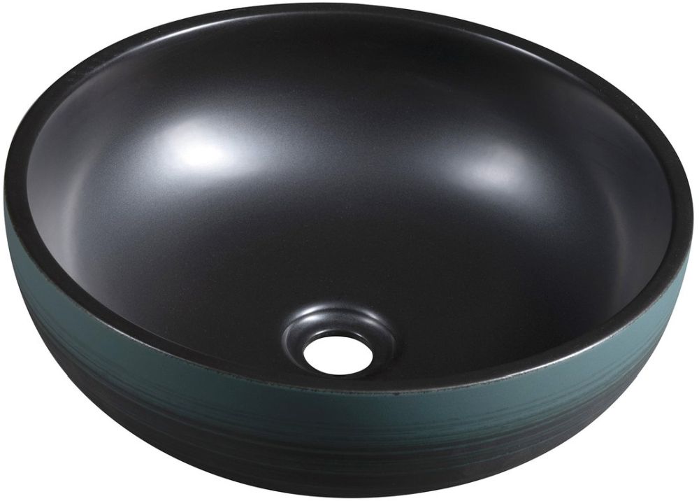 Sapho Priori lavabo 41x41 cm rotonda da appoggio nero-verde PI039