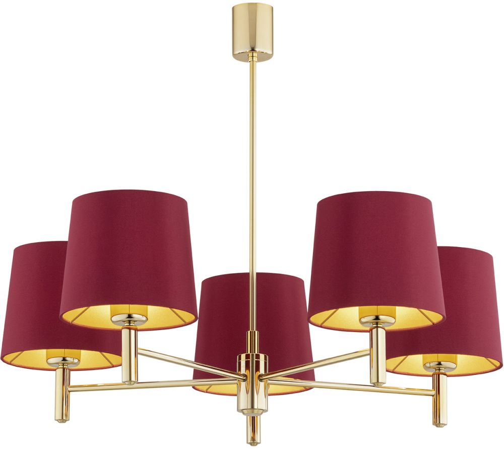 Argon Ponte Plus lampada da soffitto 5x15 W ottone-rosso 2169