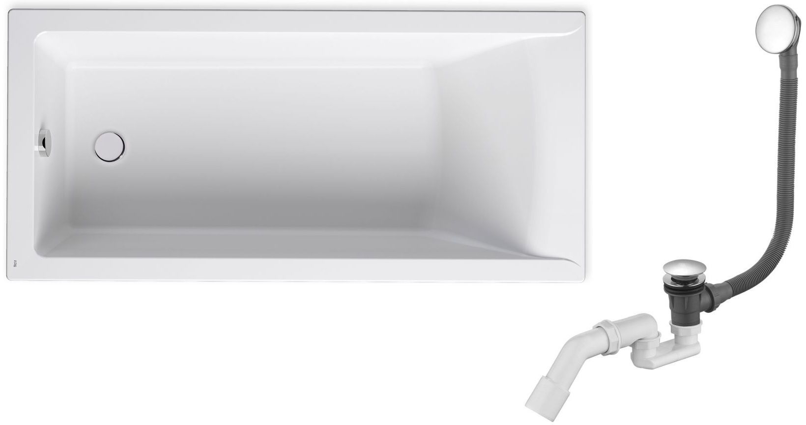 Set vasca da bagno rettangolare Roca Savai A248588000, sifone per vasca da bagno Oltens Fusa 03002100