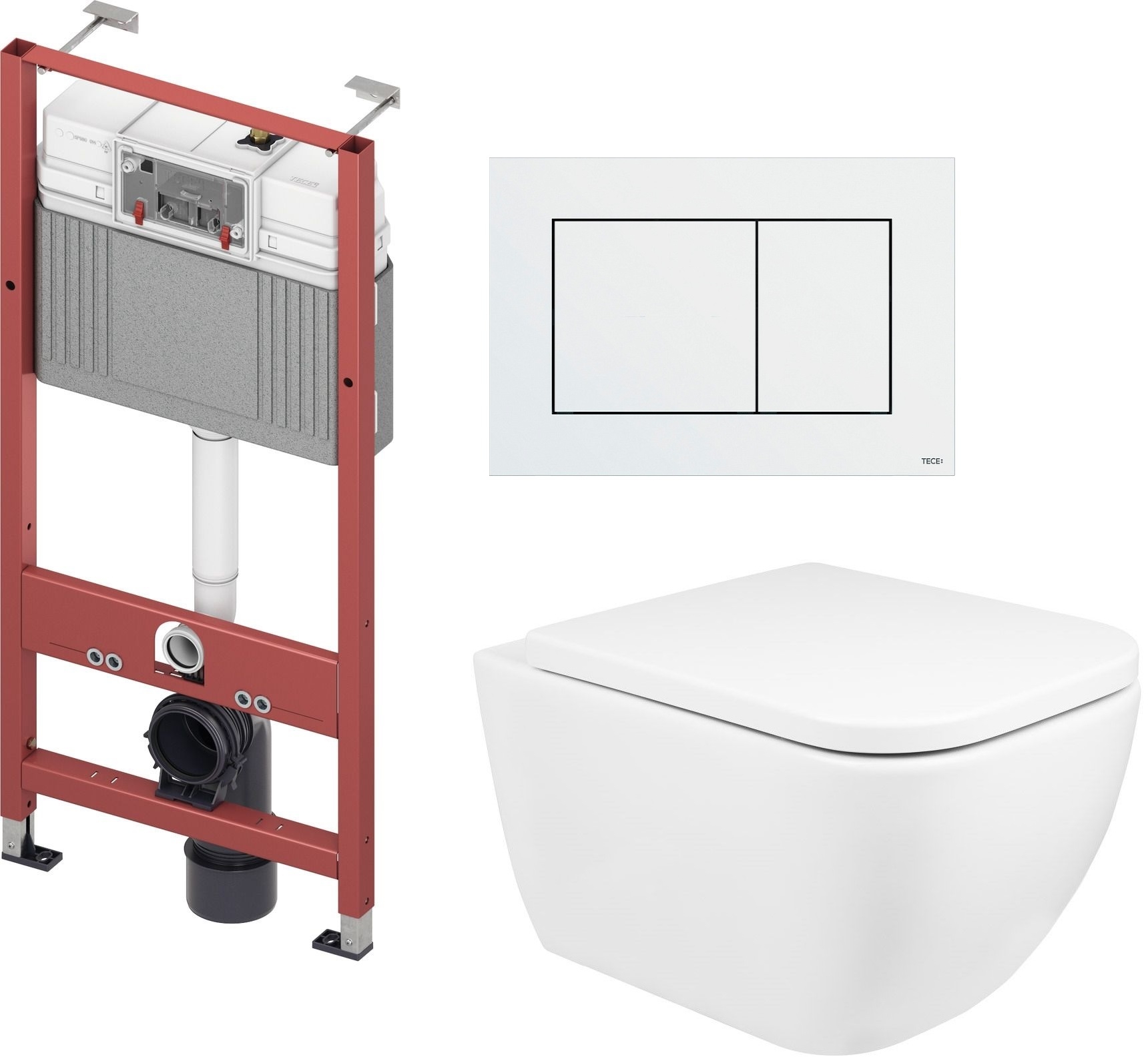 Set vaso WC Oltens Vernal 42502000, modulo di installazione Tece Base 9400407, 45104000, 9.240.400