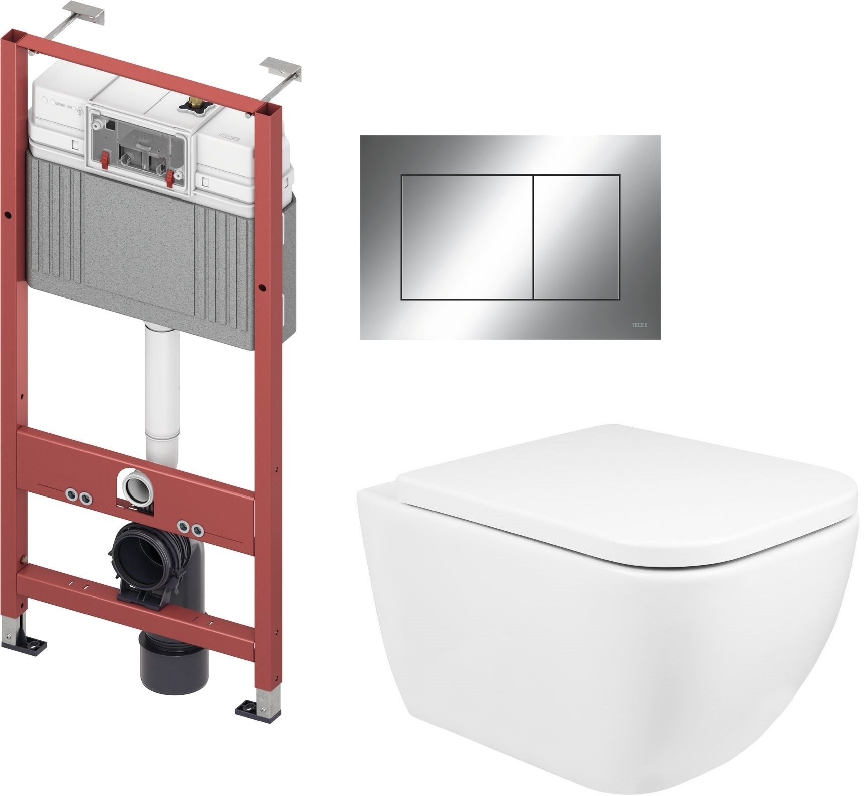 Set vaso WC Oltens Vernal 42002000, modulo di installazione Tece Base 9400407, 45104000, 9.240.401