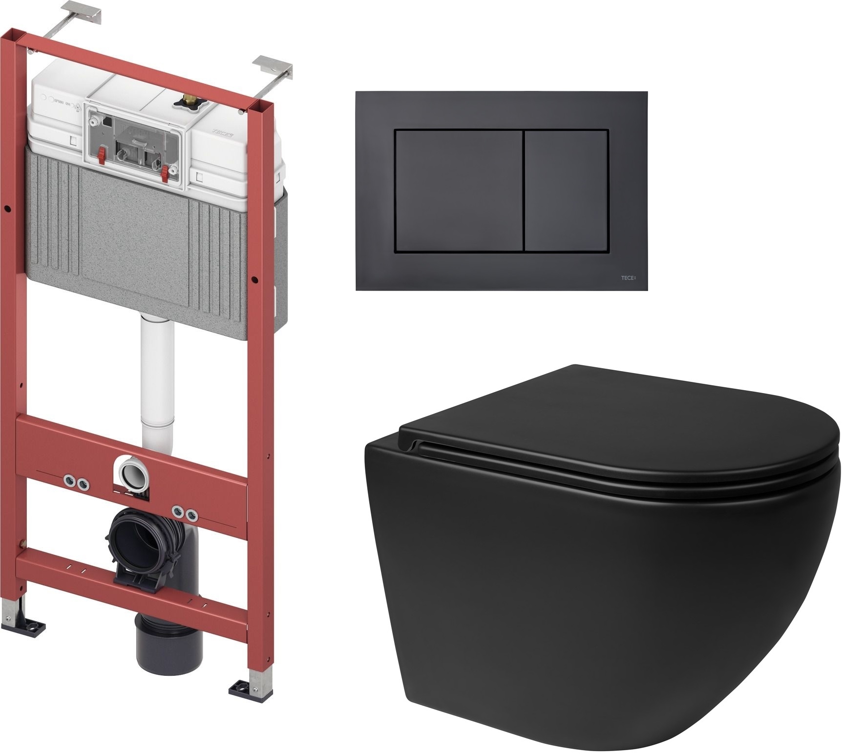 Set vaso WC Oltens Hamnes 42513300, modulo di installazione Tece Base 9400407, 45100300, 9240407