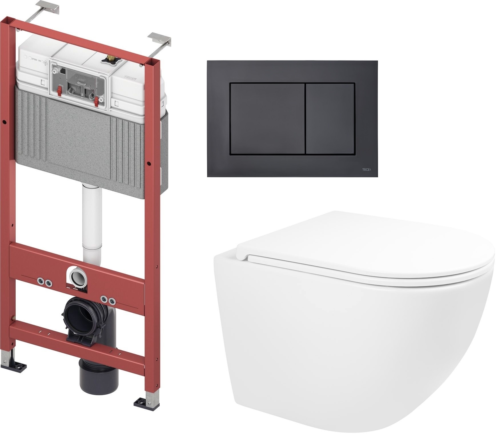 Set vaso WC Oltens Hamnes 42521000, modulo di installazione Tece Base 9400407, 9240407, 45100000