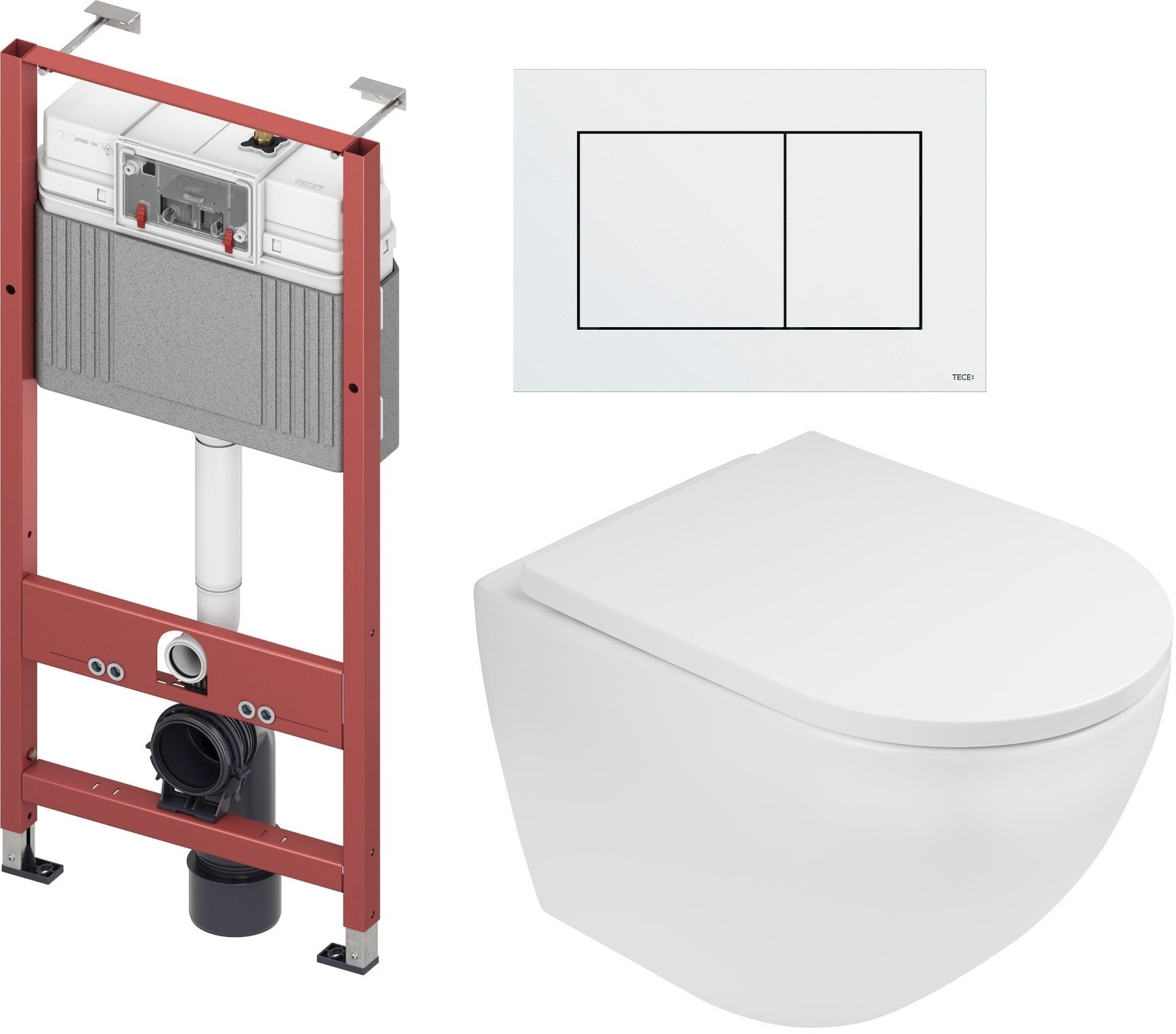 Set vaso WC Oltens Hamnes 42021000, modulo di installazione Tece Base 9400407, 45109000, 9.240.400