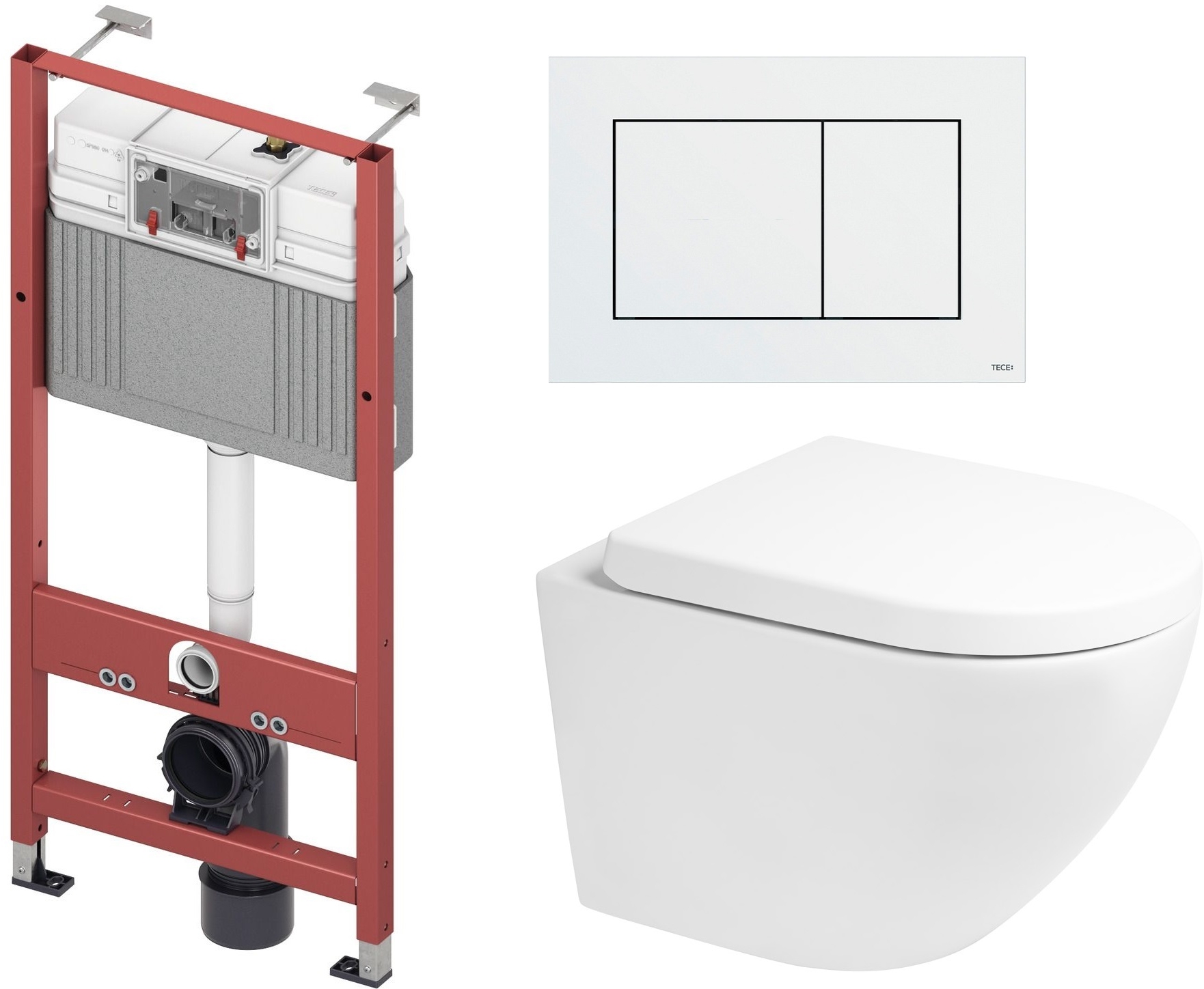Set vaso WC Oltens Hamnes Kort Stille 42524000, modulo di installazione Tece Base 9400407, 45113000, 9.240.400