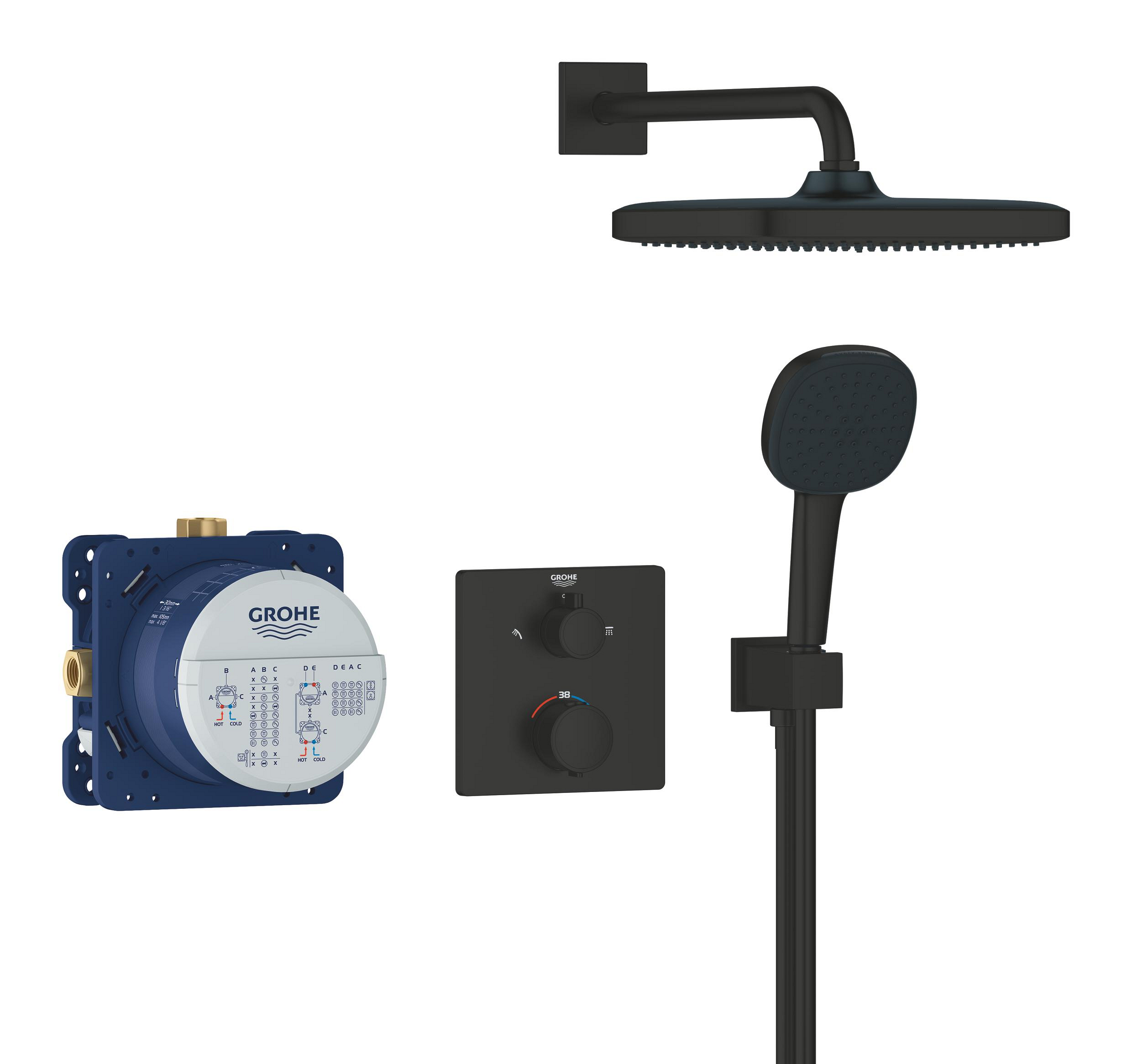 Grohe Vitalio Comfort set doccia da incasso con termostato si nero 348822430