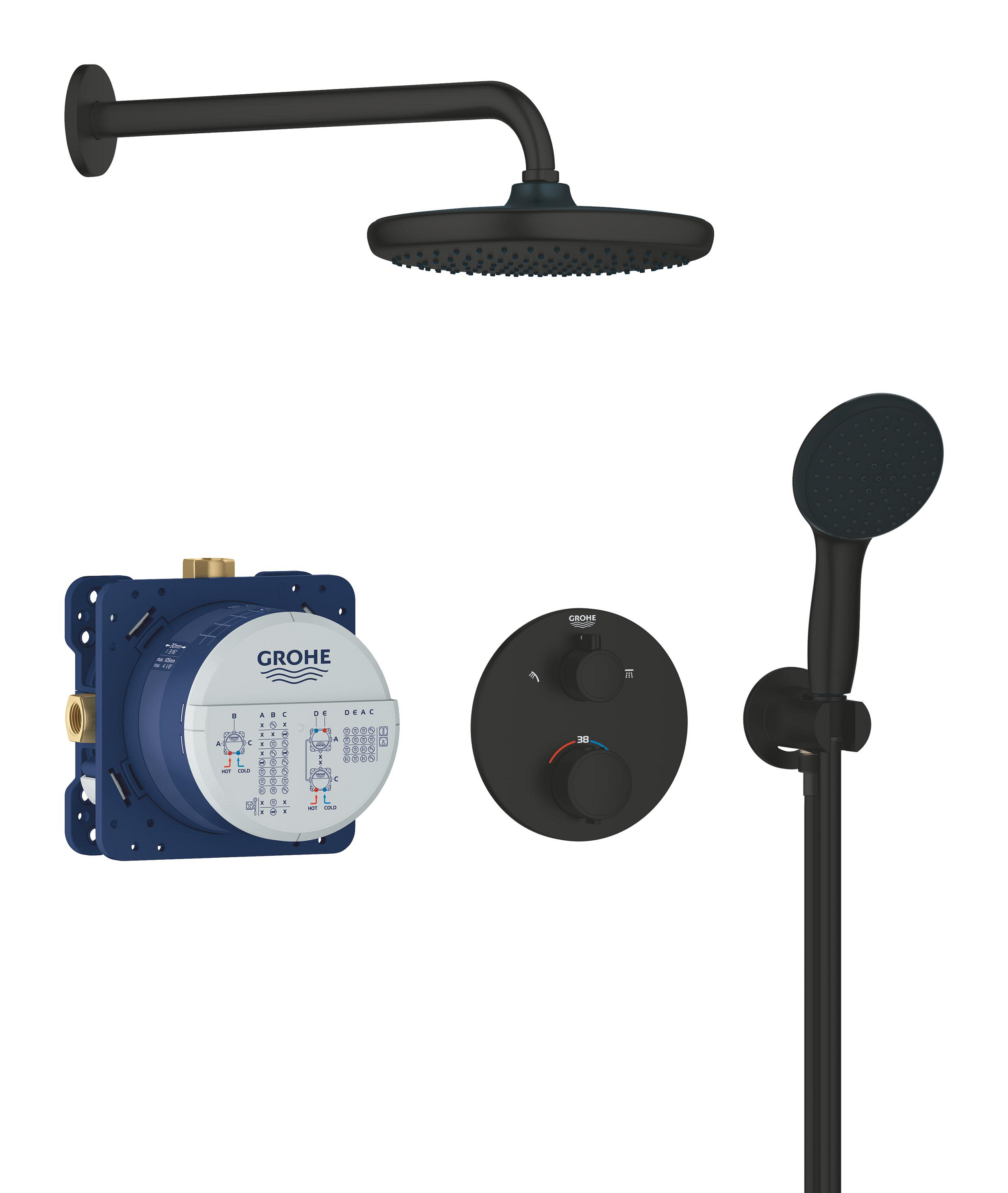 Grohe Vitalio Start set doccia da incasso con termostato con soffione nero 348832430