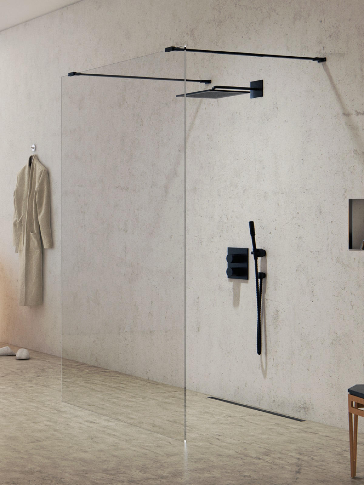 New Trendy New Modus Black parete doccia walk-in 100 cm nero opaca/vetro trasparente EXK-5601