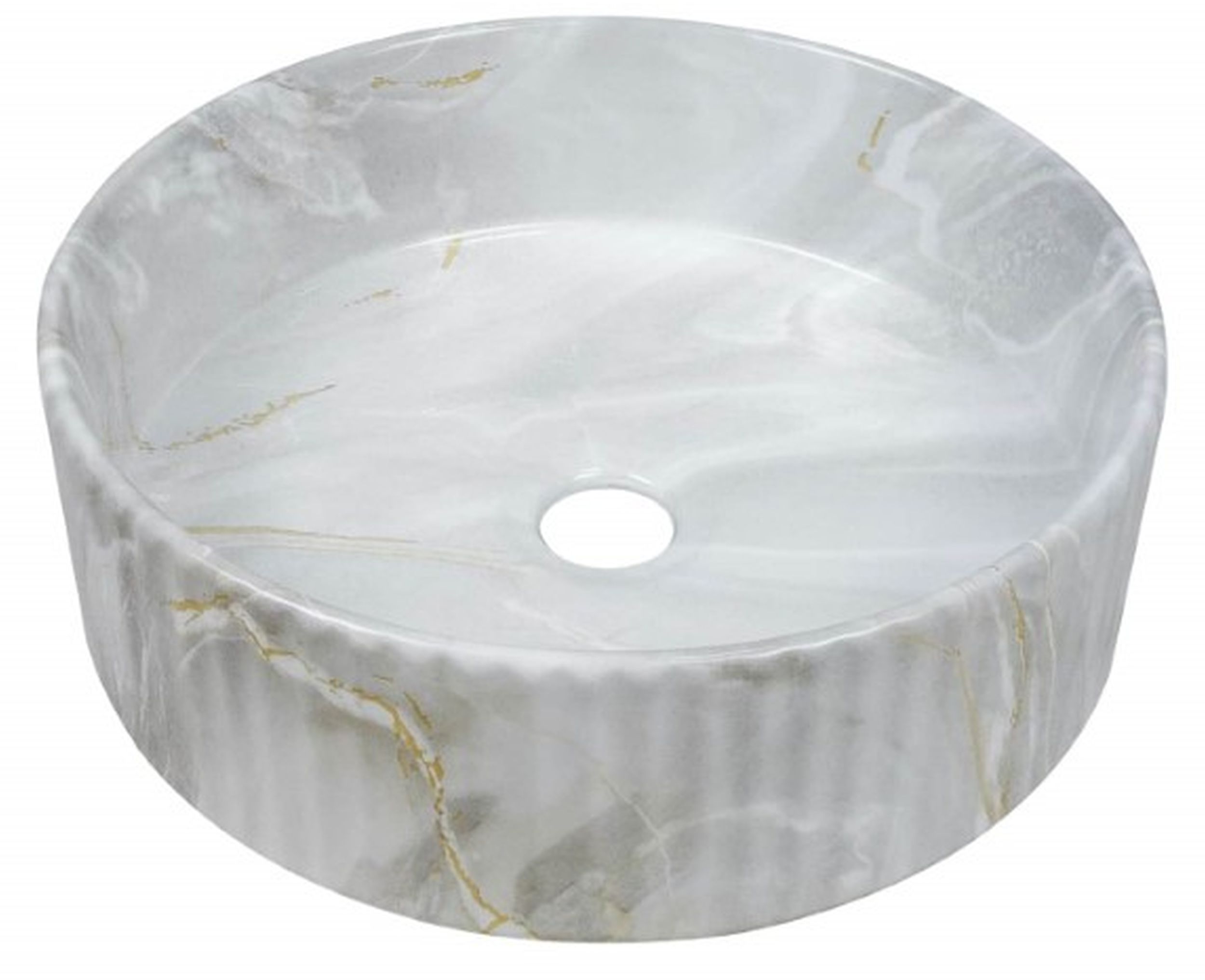 Invena Glamour lavabo 37x37 cm rotonda da appoggio grigio/pietra CE-63-703