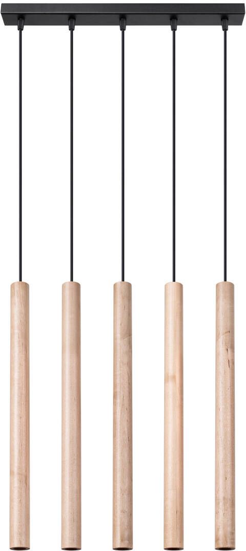 Sollux Lighting Pastelo lampada sospesa 5x8 W nero-legno SL.1269