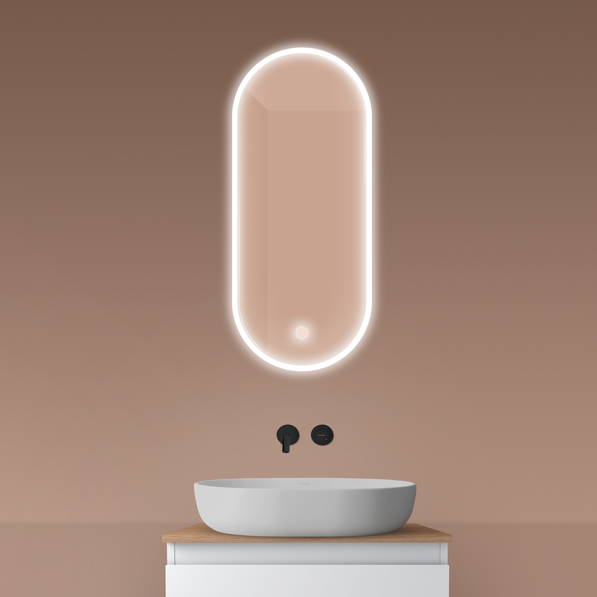 Oltens Nordlis specchio 40x90 cm ovale con illuminazione con tappetino riscaldante 64103000