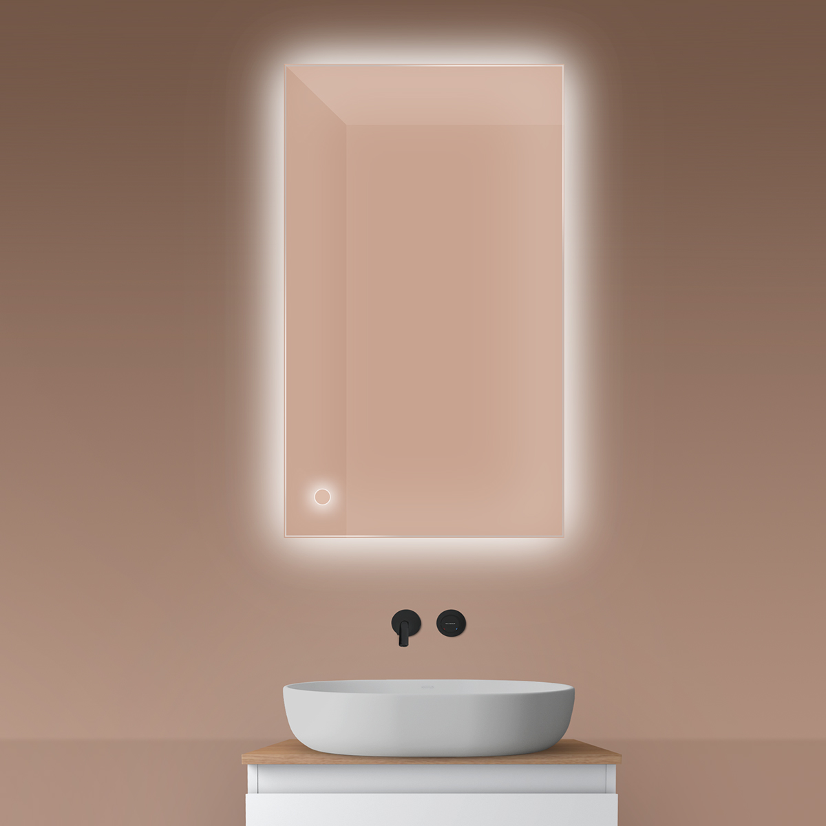 Oltens Nordlis specchio 60x100 cm rettangolare con illuminazione con tappetino riscaldante 64111000