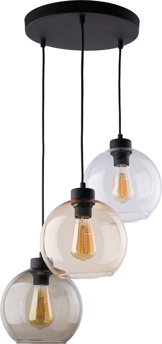 TK Lighting Cubus lampada sospesa 3x15 W nero-trasparente-ambra-grafite 2831