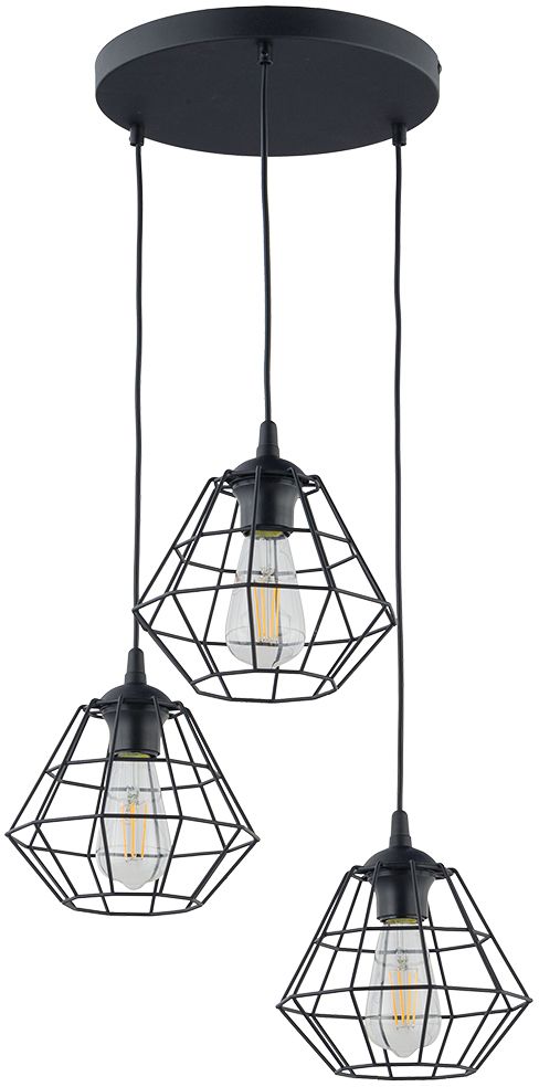 TK Lighting Diamond lampada sospesa 3x15 W nero 6204