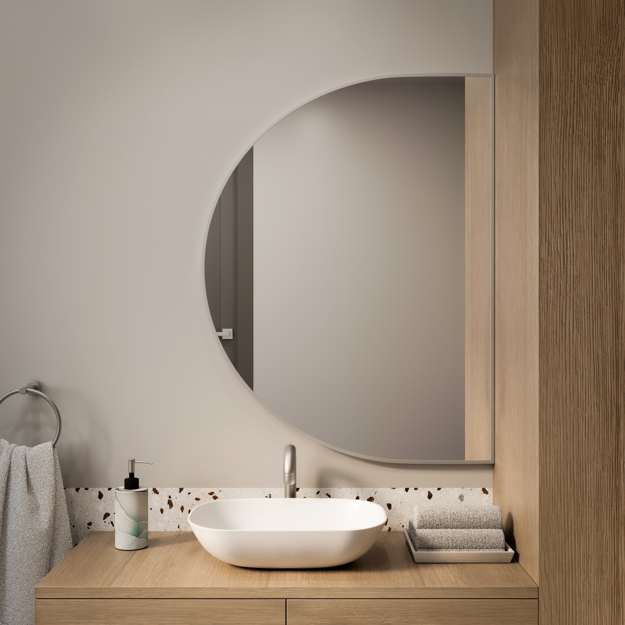 Baltica Design Tiny Border Semi Round specchio 140x70 cm argento 5904107923963