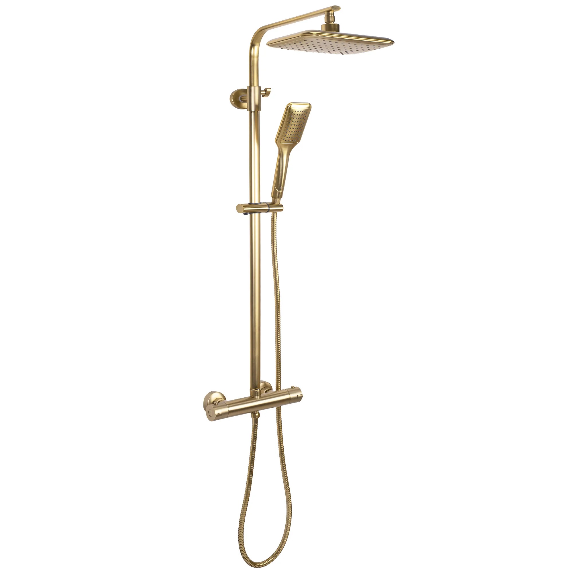 Rea Tom set doccia a parete con termostato con soffione oro REA-P5004