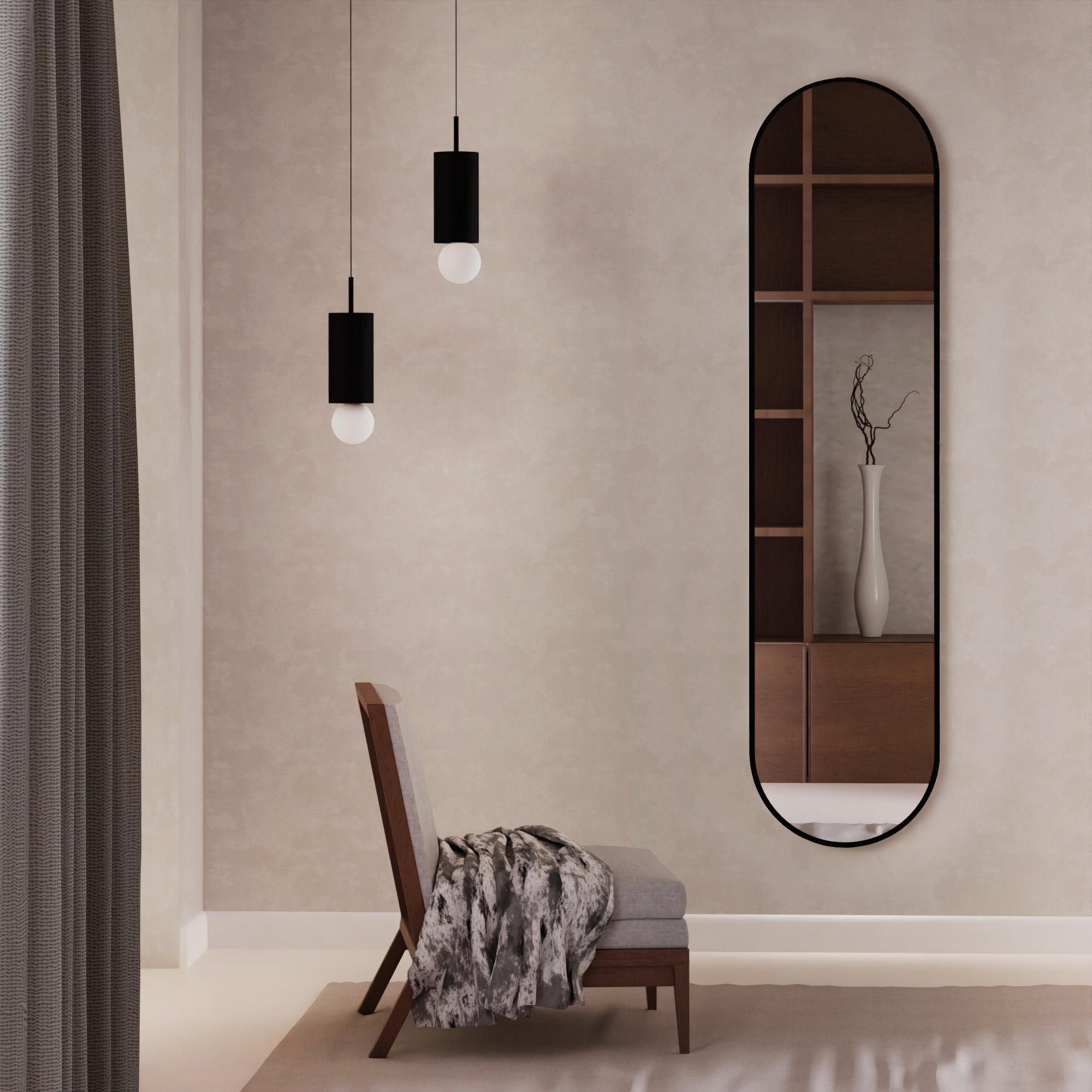 Baltica Design Tiny Border Pastille specchio 40x80 cm ovale nero 5904107924342