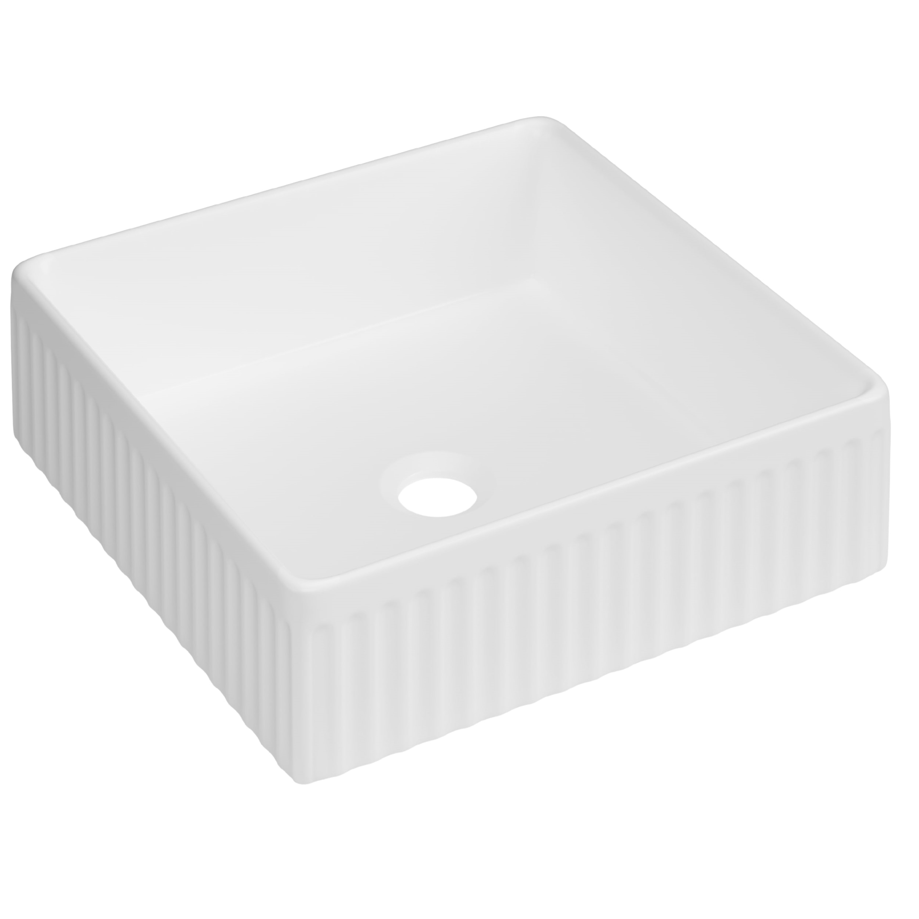 Invena Glamour lavabo 36.5x36.5 cm quadrata da appoggio bianco CE-63-K01