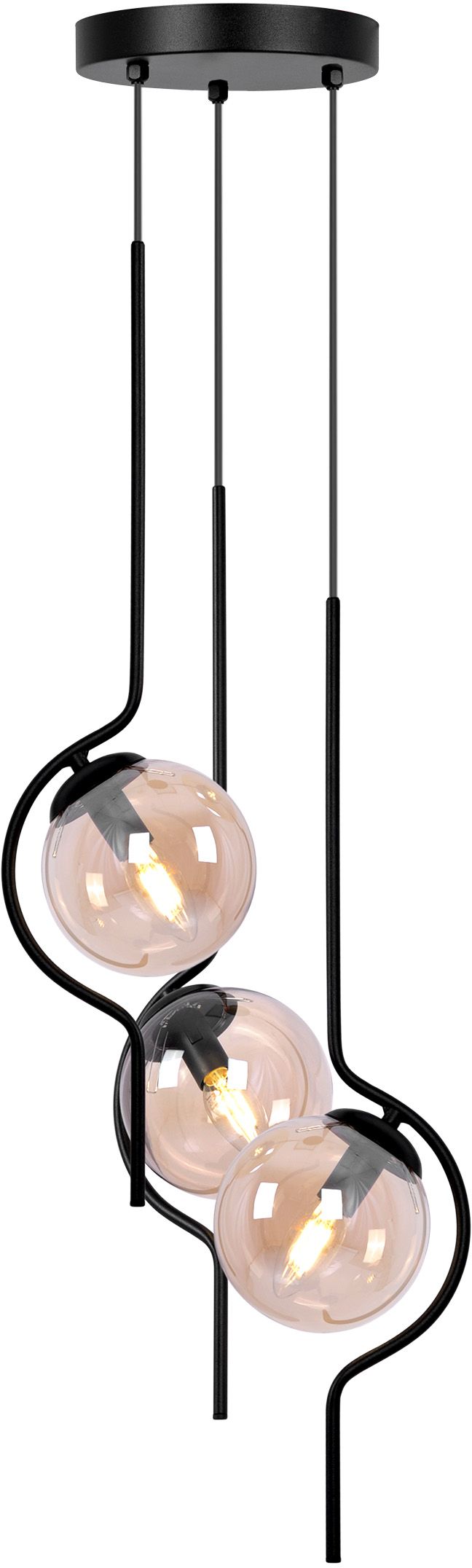 Kaja Vela lampada sospesa 3x40 W nero-ambra K-5338