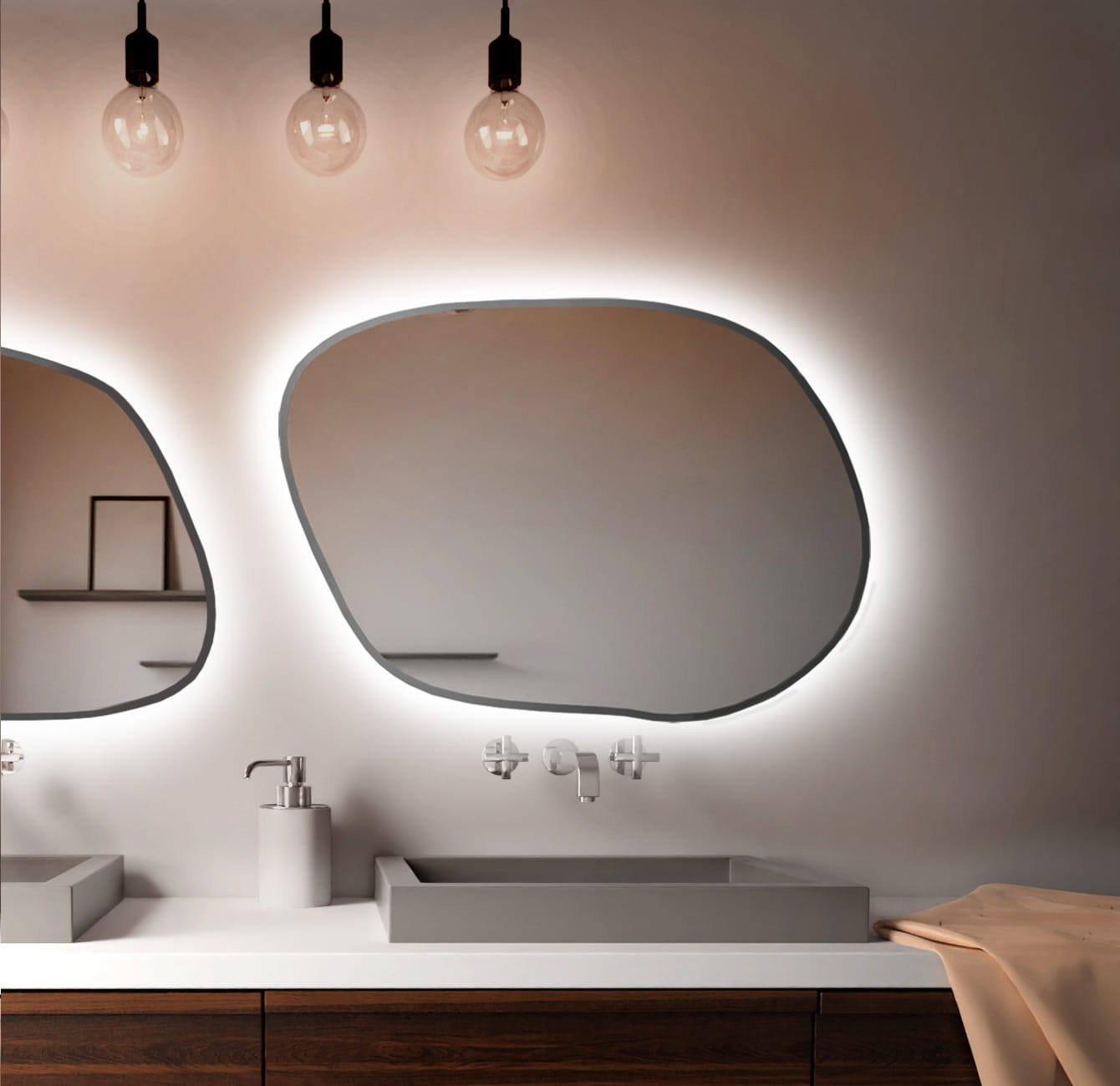 Baltica Design Bright Stain IV specchio 90x64 cm con illuminazione argento 5904107921136