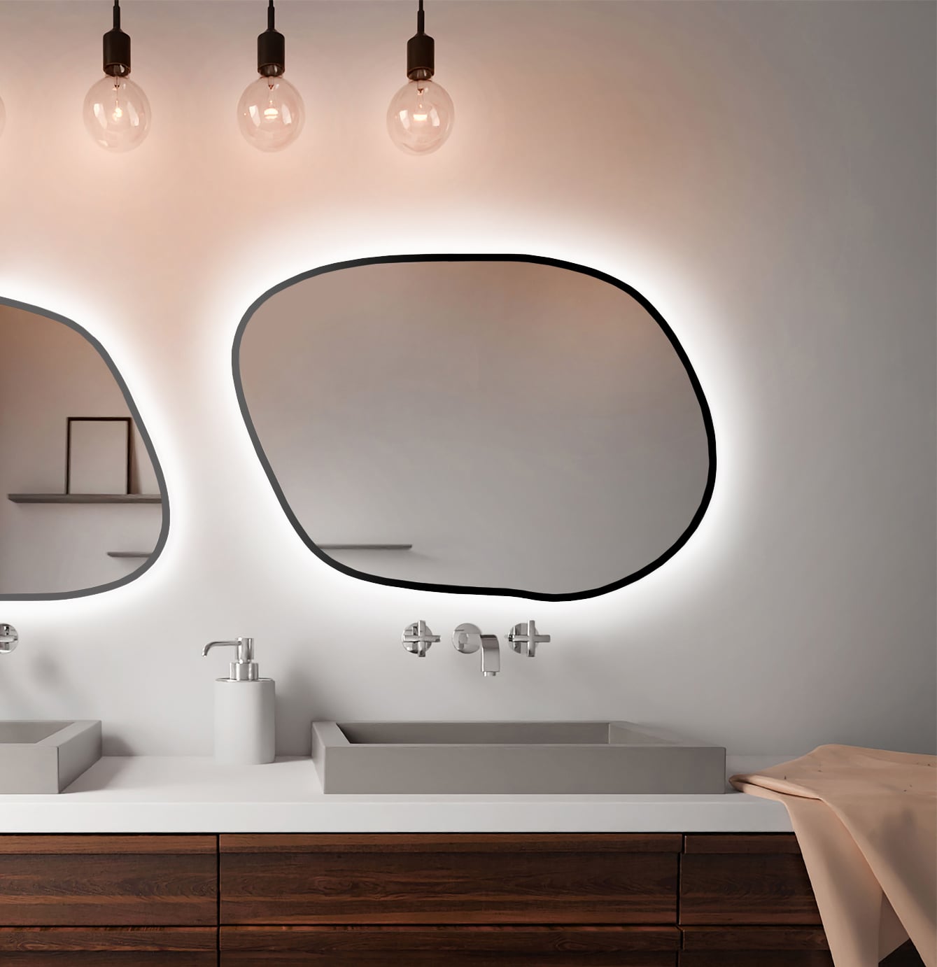 Baltica Design Bright Stain IV specchio 80x57 cm con illuminazione nero 5904107920948
