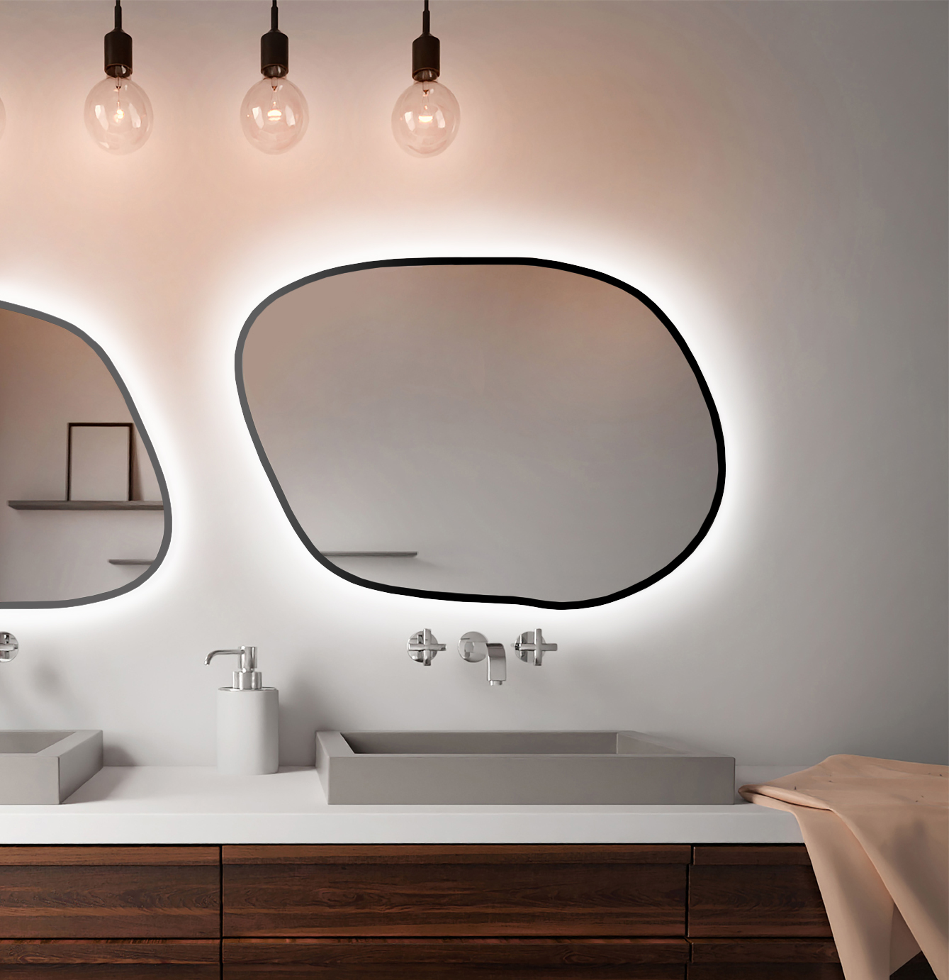 Baltica Design Bright Stain IV specchio 80x57 cm con illuminazione nero 5904107920924