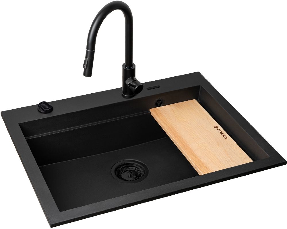 Pyramis Siros lavello con rubinetto nero/nero 070177802BE
