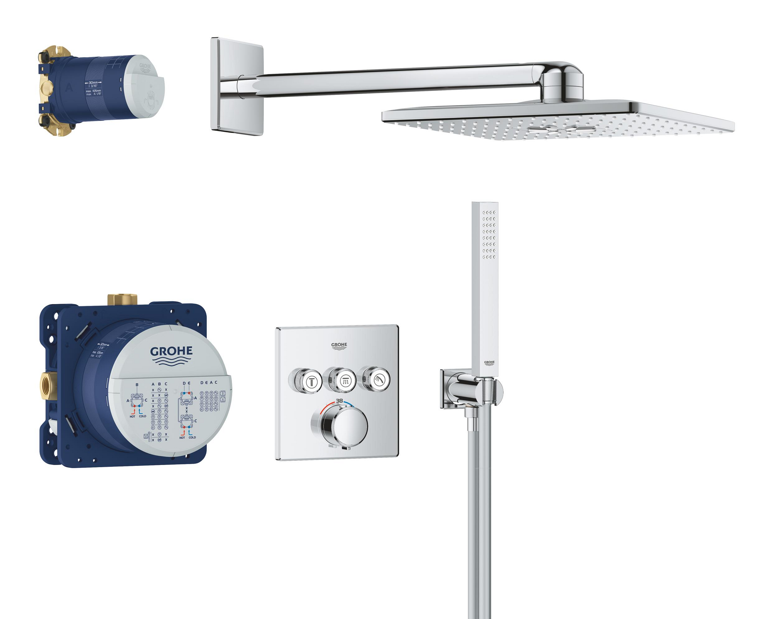 Grohe Precision Smartcontrol set doccia da incasso con termostato con soffione cromo 34875000