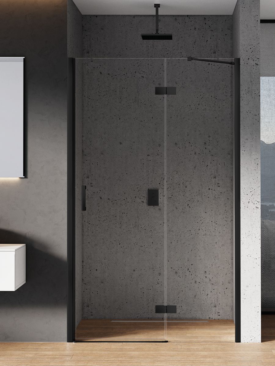 New Trendy New Renoma Black porta doccia 80 cm a battente nero opaca/vetro trasparente D-0194A