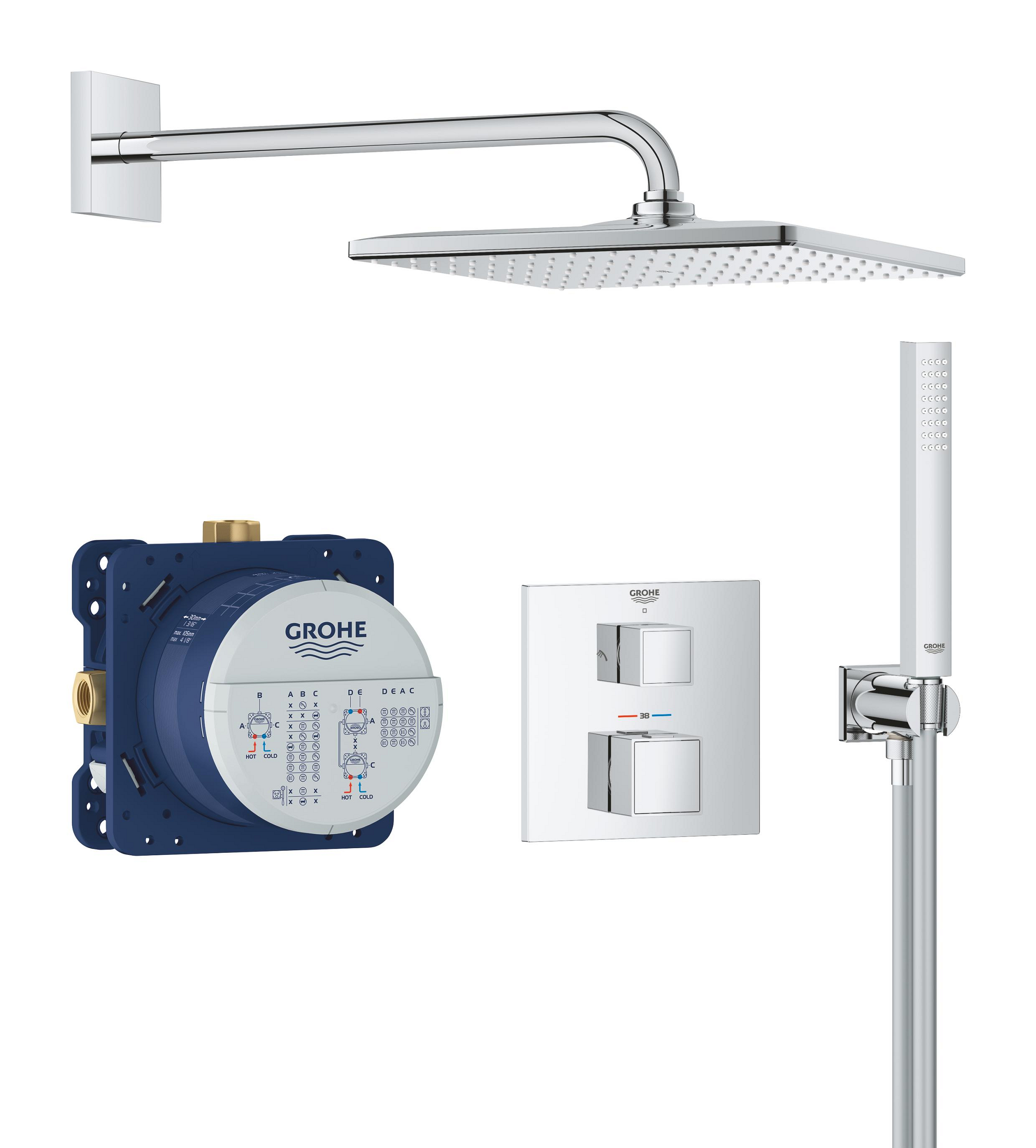 Grohe Precision Cube set doccia da incasso con termostato con soffione cromo 34879000