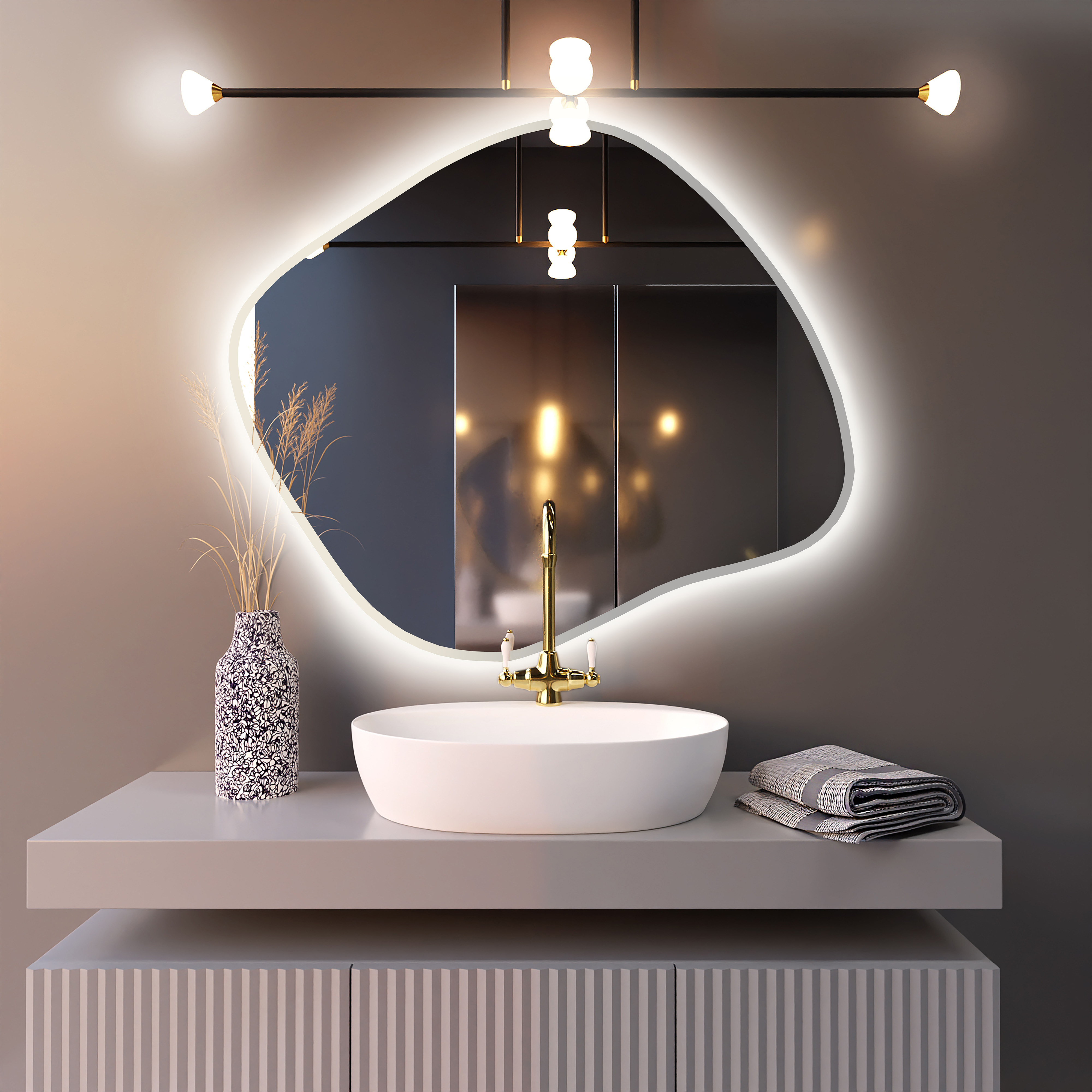 Baltica Design Bright Stain III specchio 60x52 cm con illuminazione bianco 5904107919966