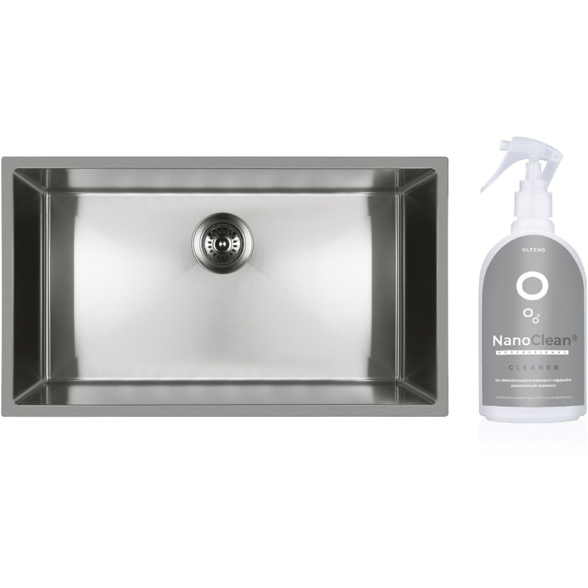 Set lavello in acciaio Oltens Stalvask 71102100, detergente per lavelli in acciaio Oltens NanoClean 89600000