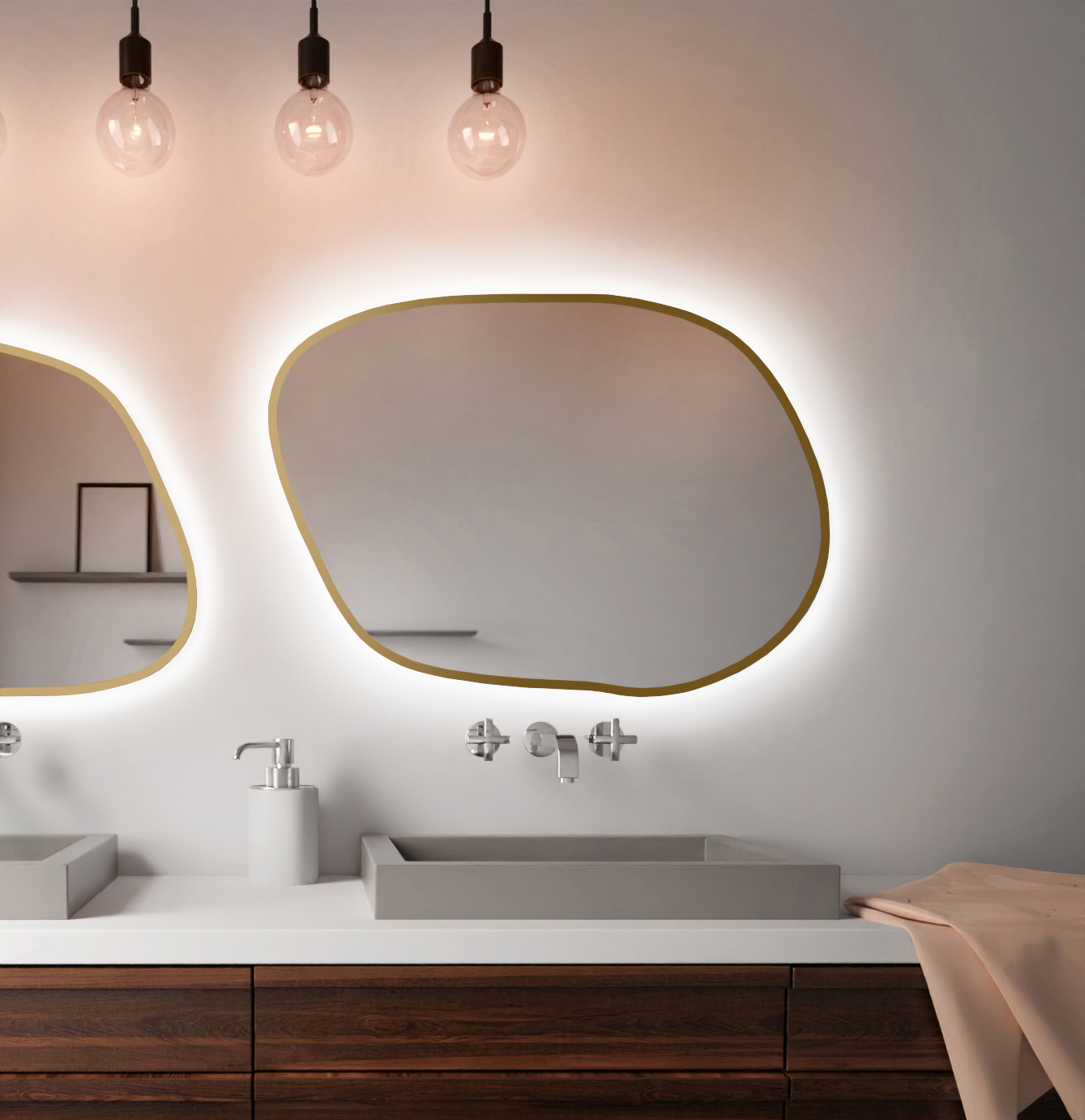 Baltica Design Bright Stain IV specchio 50x36 cm con illuminazione oro 5904107921204
