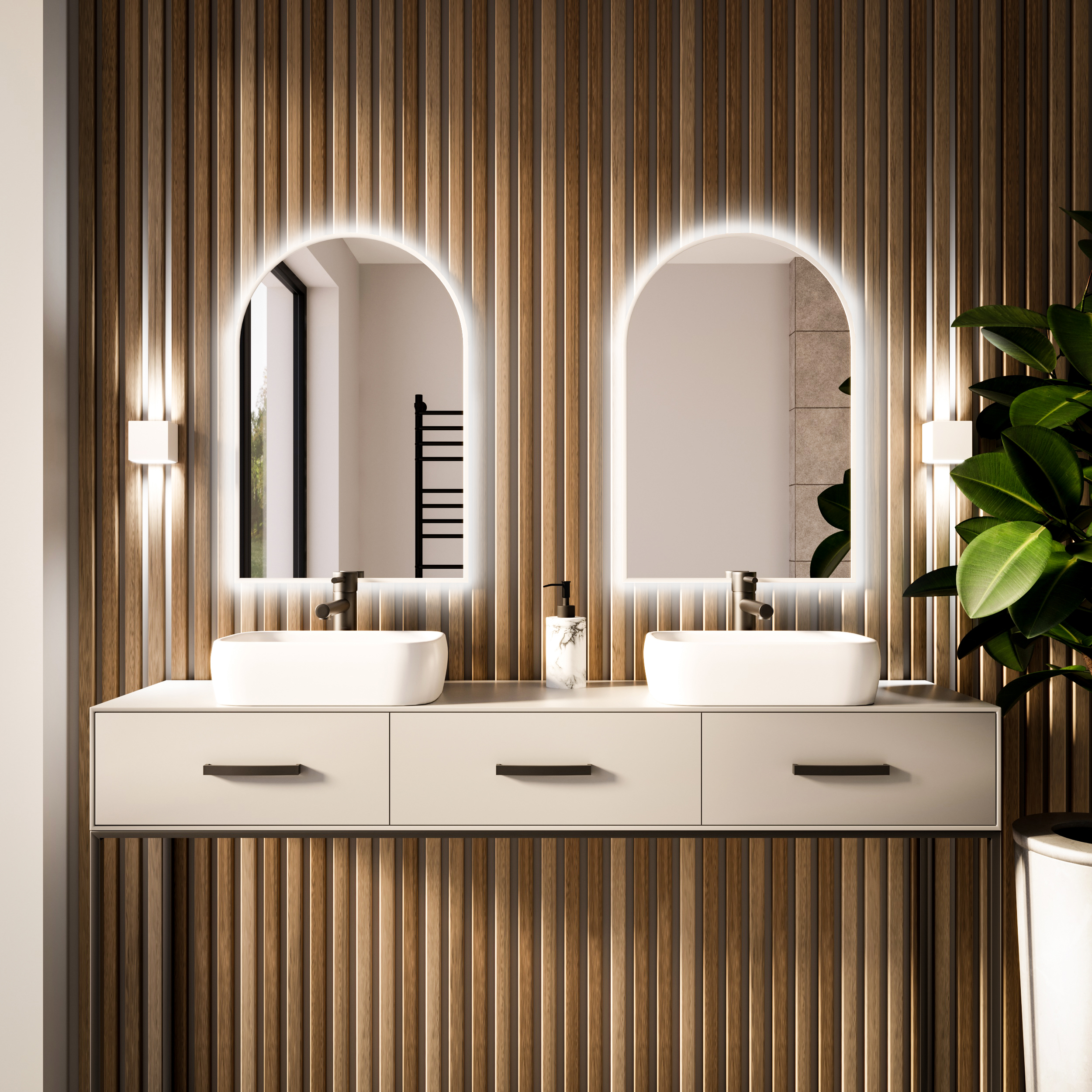 Baltica Design Tiny Border Pastille Cut specchio 40x150 cm con illuminazione bianco 5904107929408